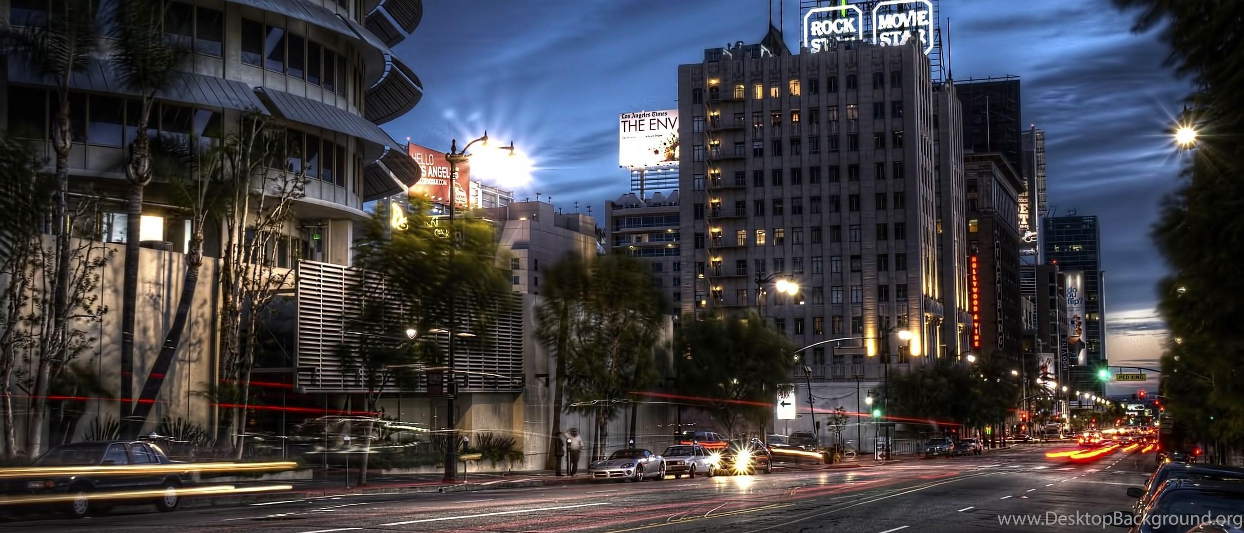 2520x1080 Los Angeles Streets At Night Wallpaper. Desktop Background
