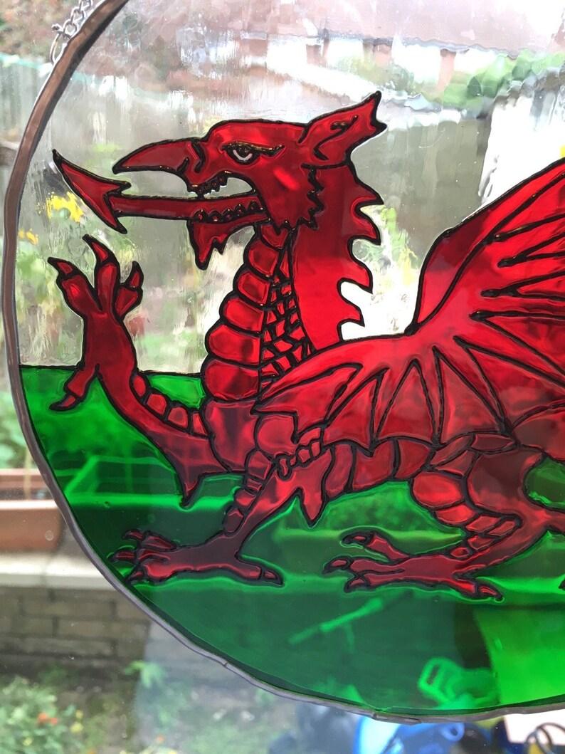 794x1059 Wales Flag Welsh Dragon Stained Glass gift Father's Day