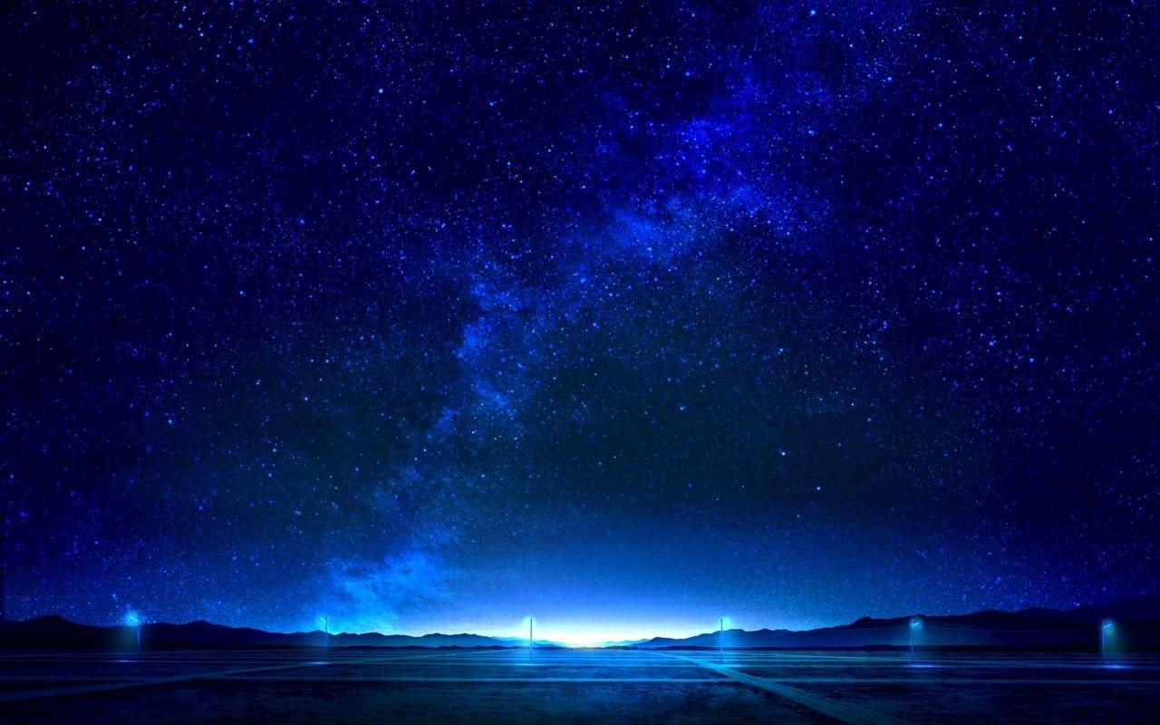 1280x800 Download 1280x800 Anime Sky, Stars, Milky Way, Horizon, Mountains