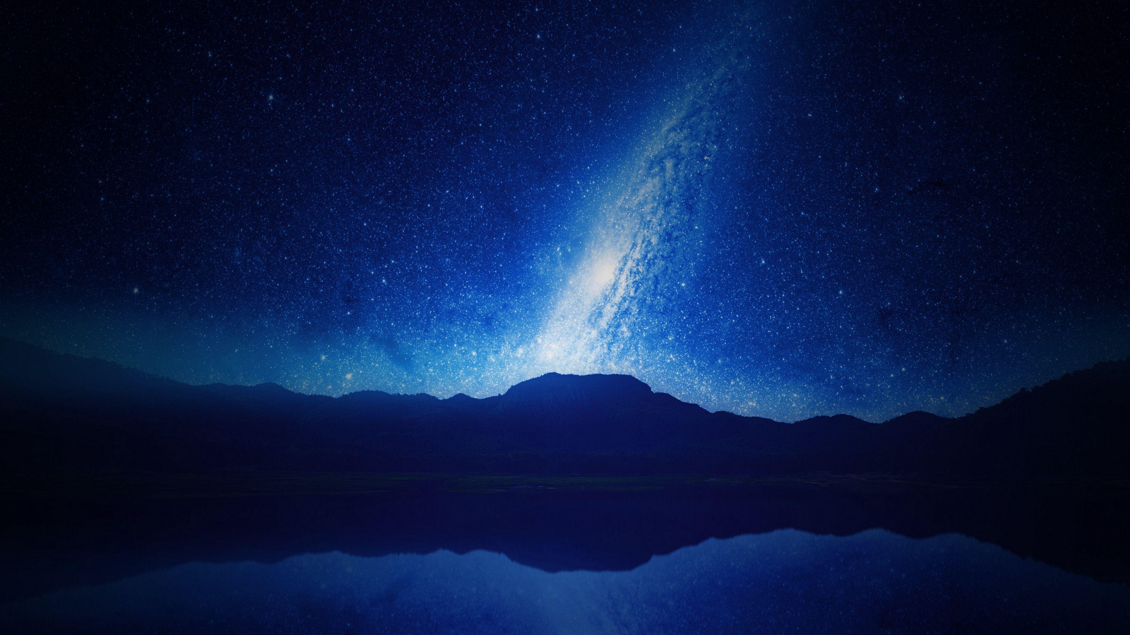 3840x2160 Download wallpaper 3840x2160 starry sky, milky way, mountains, night