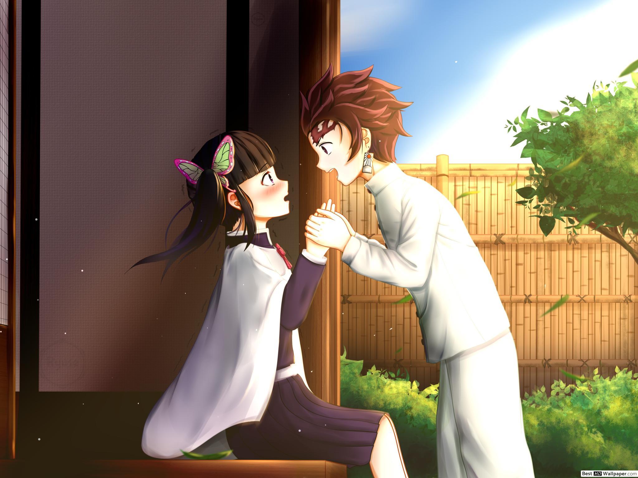 2048x1536 Demon Slayer Tsuyuri & Tanjirou Kamado HD wallpaper download
