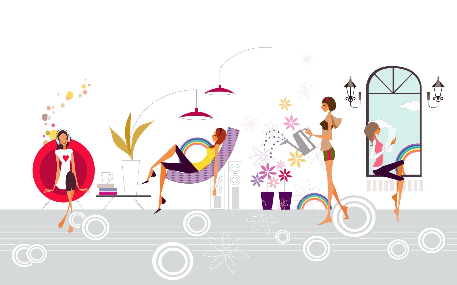 1920x1200 Fashion Illustration Women Wallpaper 16206 color theme