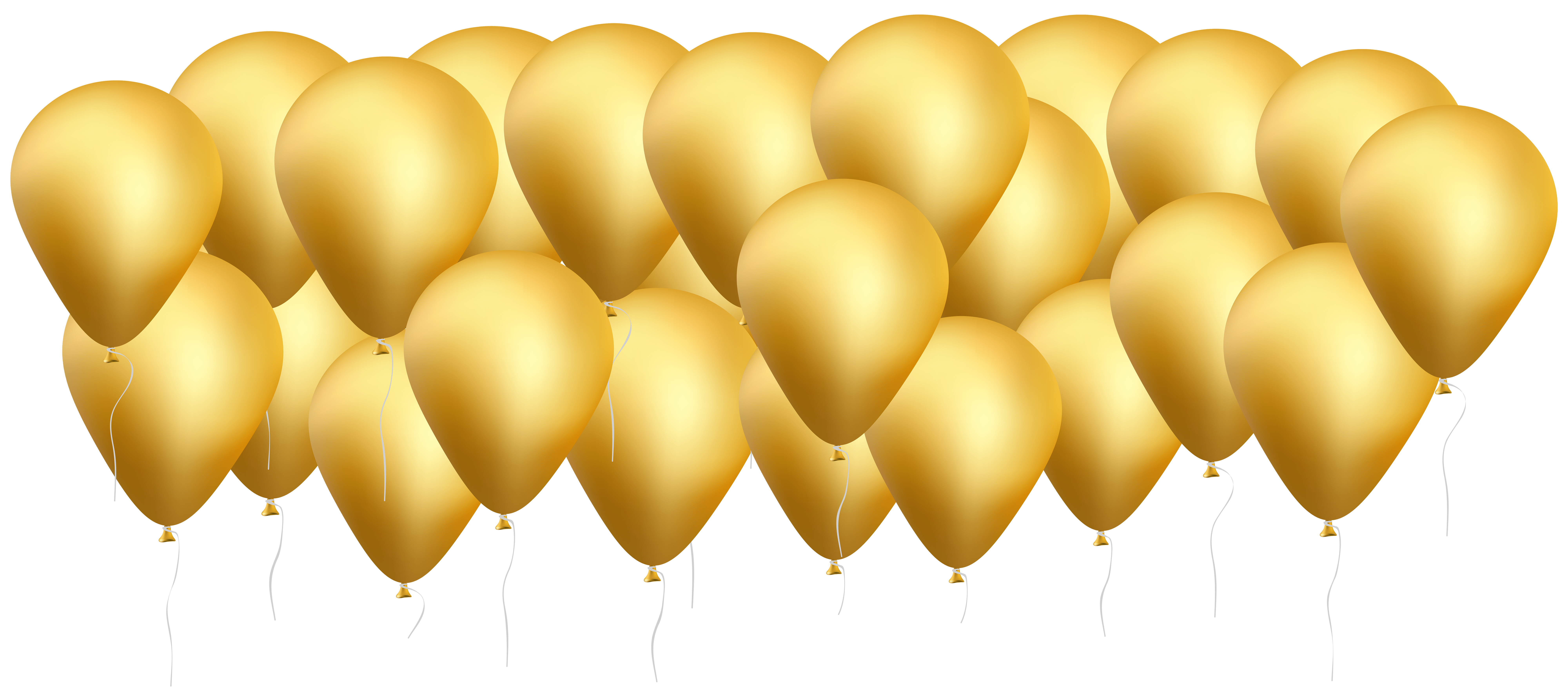 8000x3557 Gold Balloons PNG Clip Art Image​-Quality Image and Transparent PNG Free Clipart