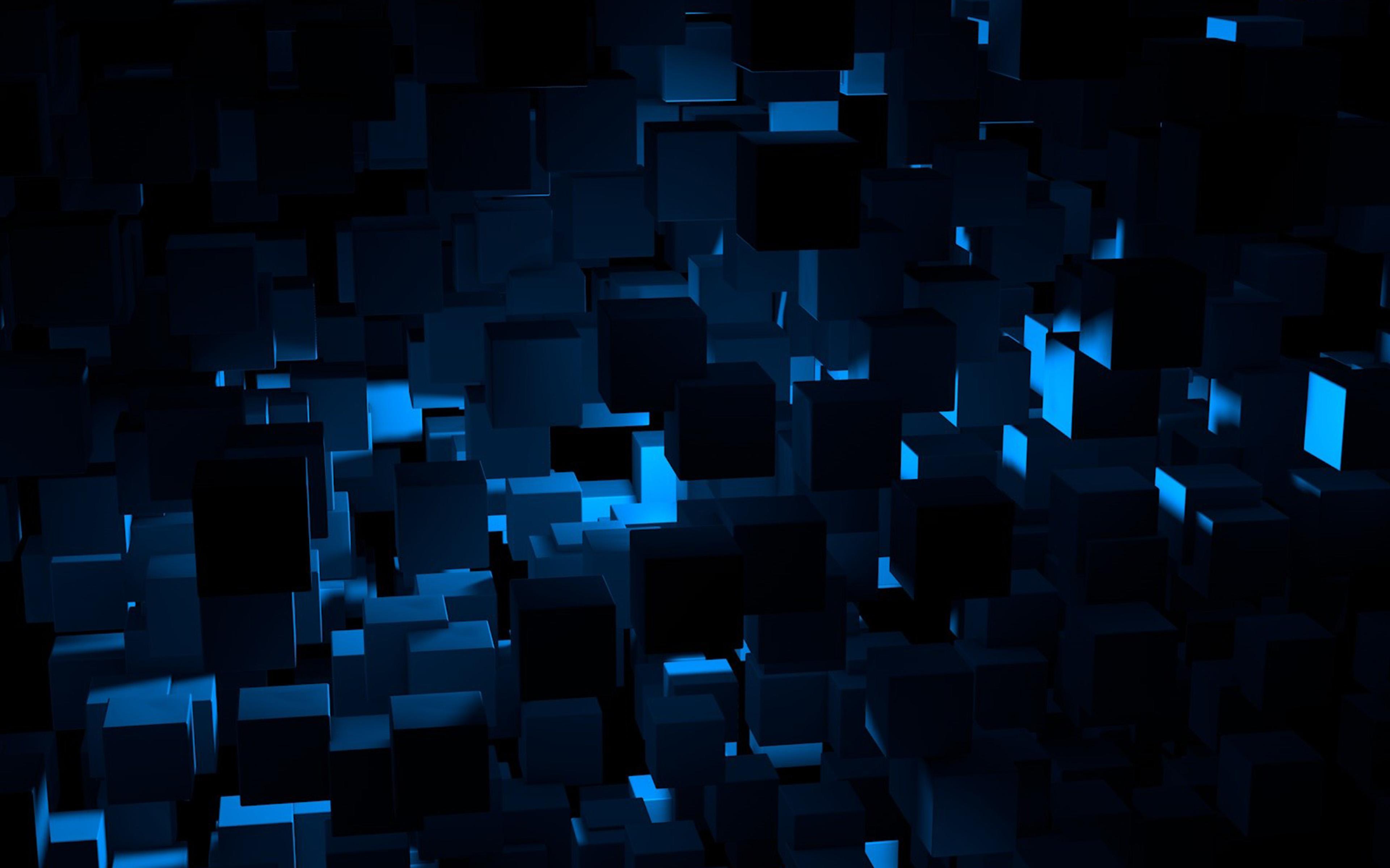 3840x2400 wallpaper for desktop, laptop. cube dark blue abstract pattern