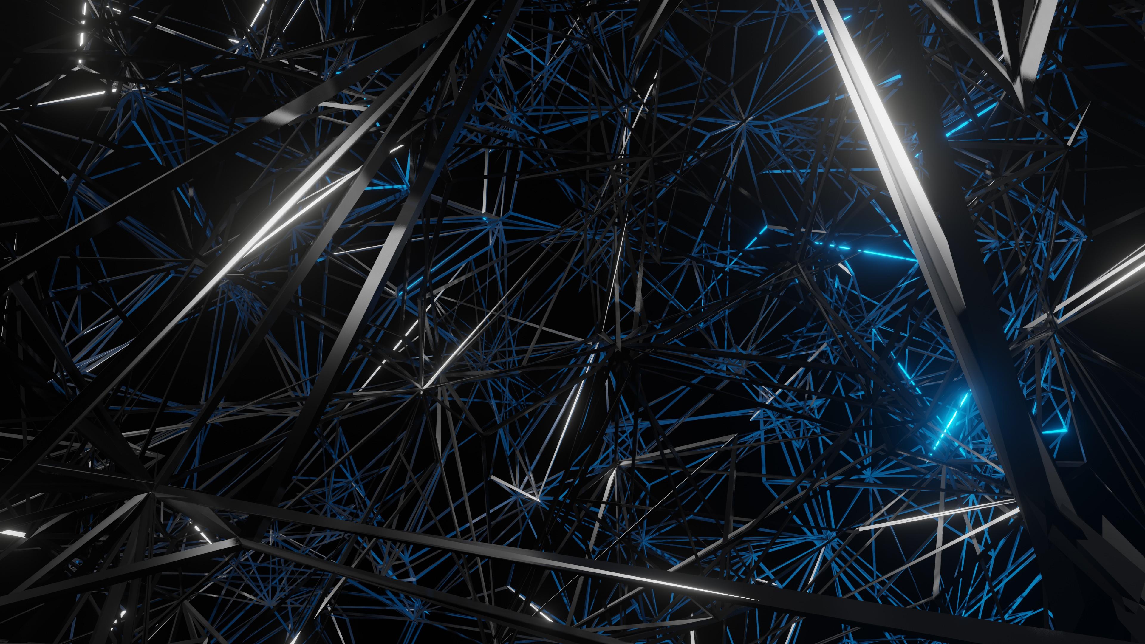 3840x2160 Blue Black Lines HD Abstract Wallpaper