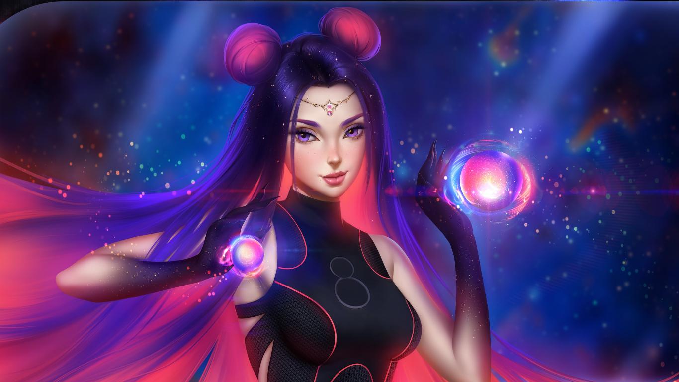 1366x768 Download Magic, fantasy, beautiful woman, art wallpaper, 1366x Tablet, laptop