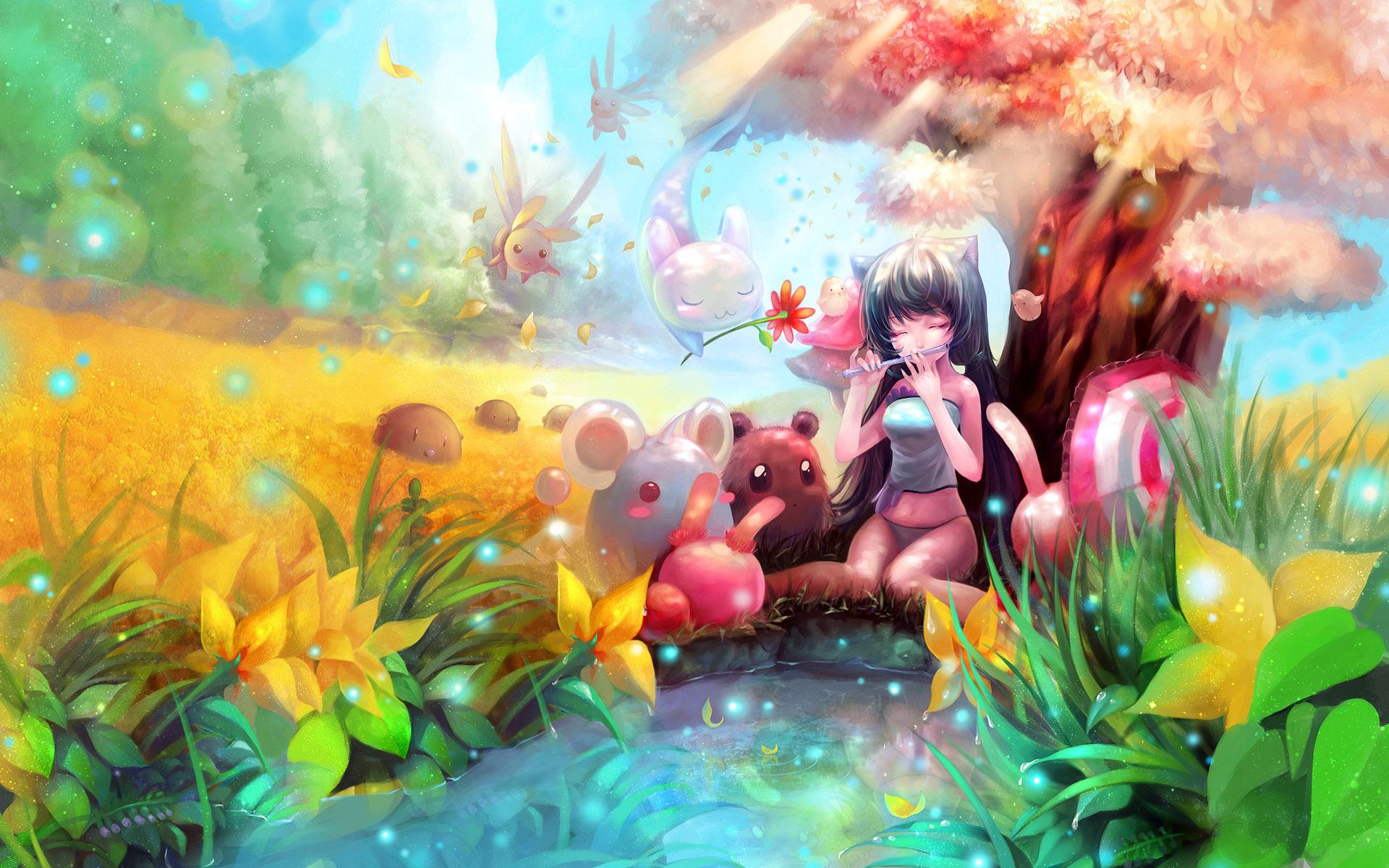 1920x1200 Anime Girl Fantasy Magical World Wallpaper. Free Computer Desktop Wallpaper