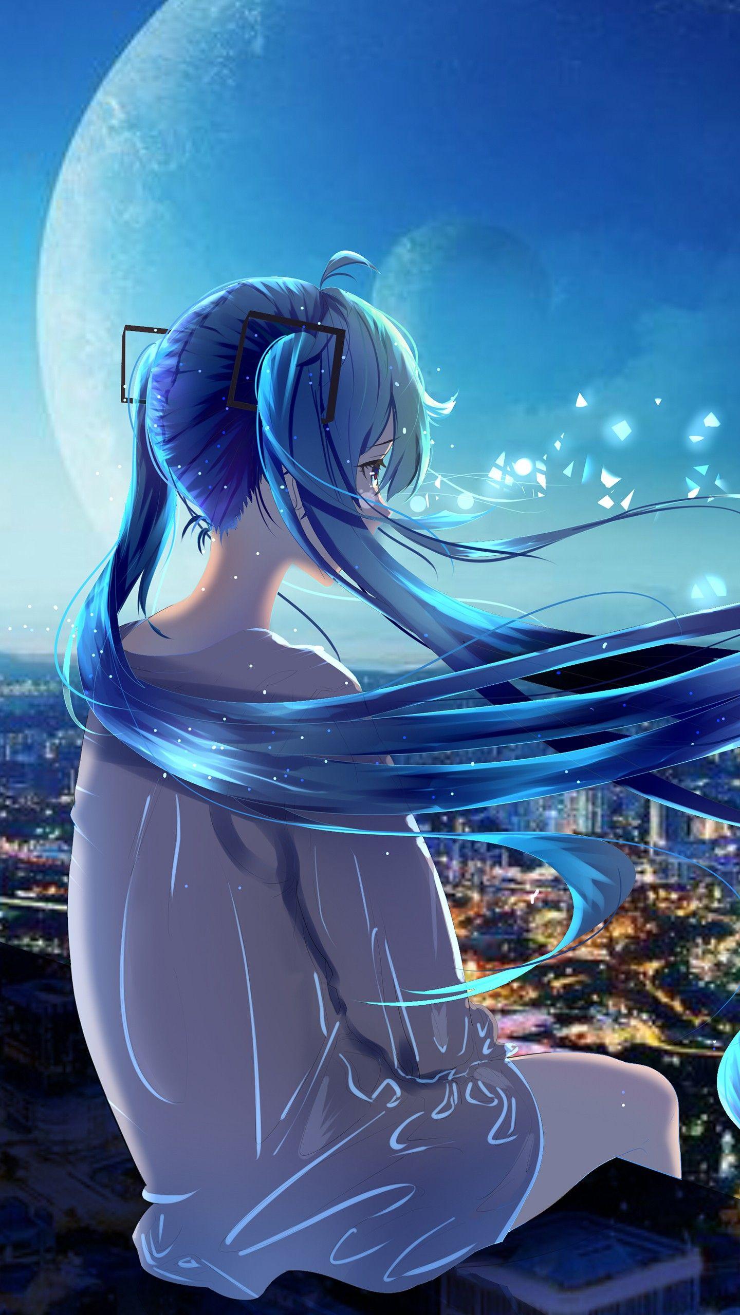 1440x2560 Alone Girl Cartoon Wallpaper
