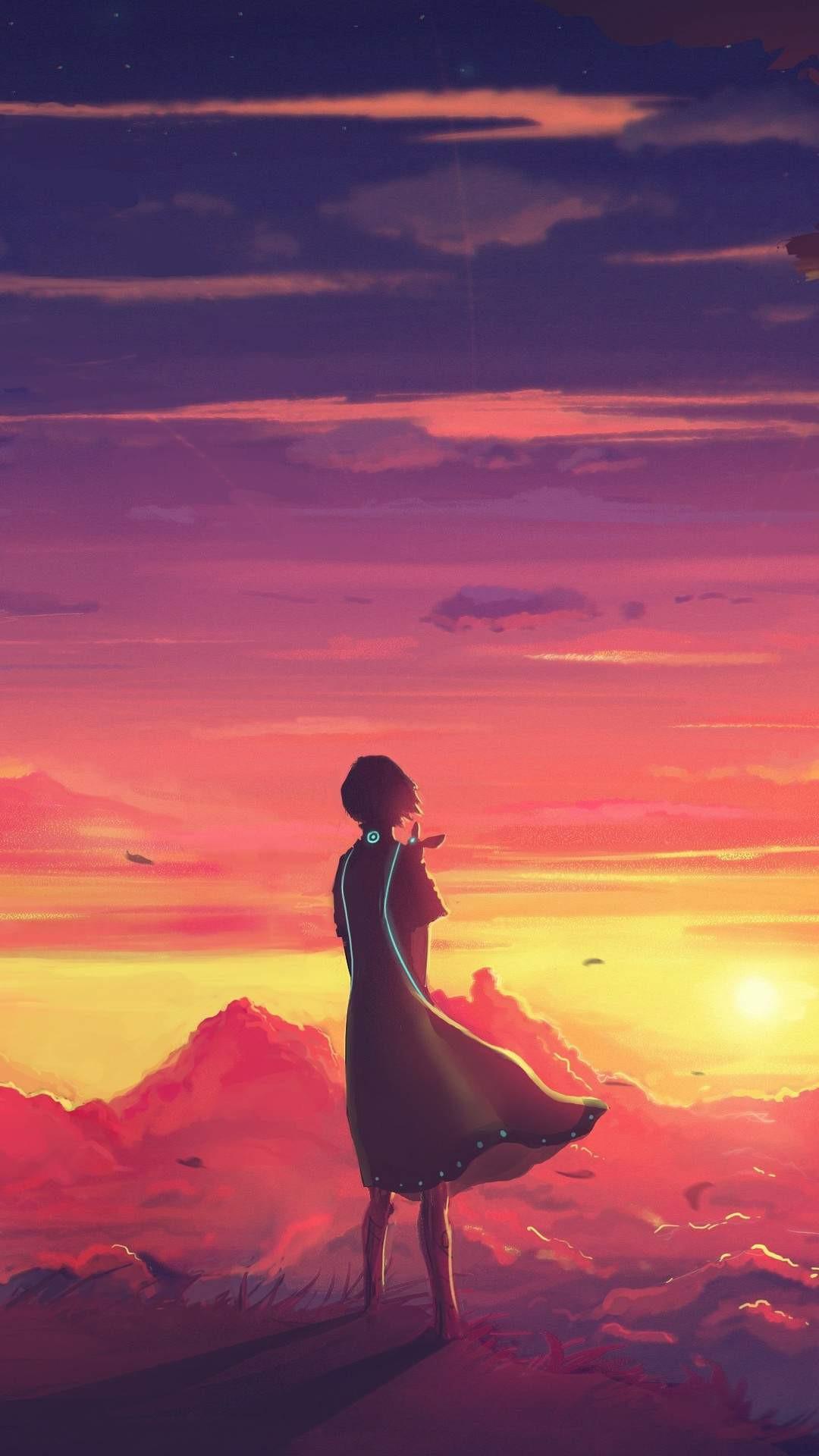 1080x1920 Future Anime girl alone sun light Mobile Wallpaper