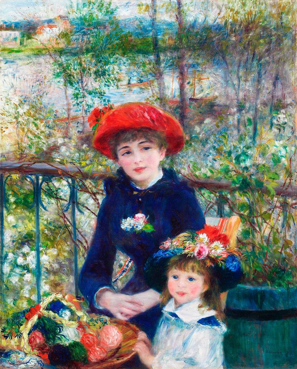967x1200 Pierre Auguste Renoir's Two Sisters Image Wallpaper