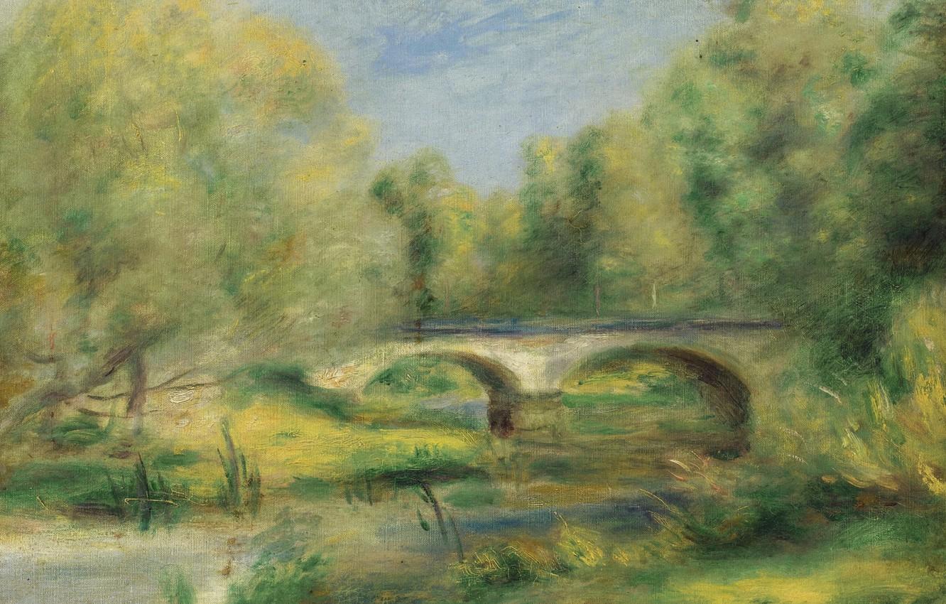 1332x850 Wallpaper bridge, picture, LANDSCAPE, Pierre Auguste Renoir, Pierre Auguste Renoir image for desktop, section живопись