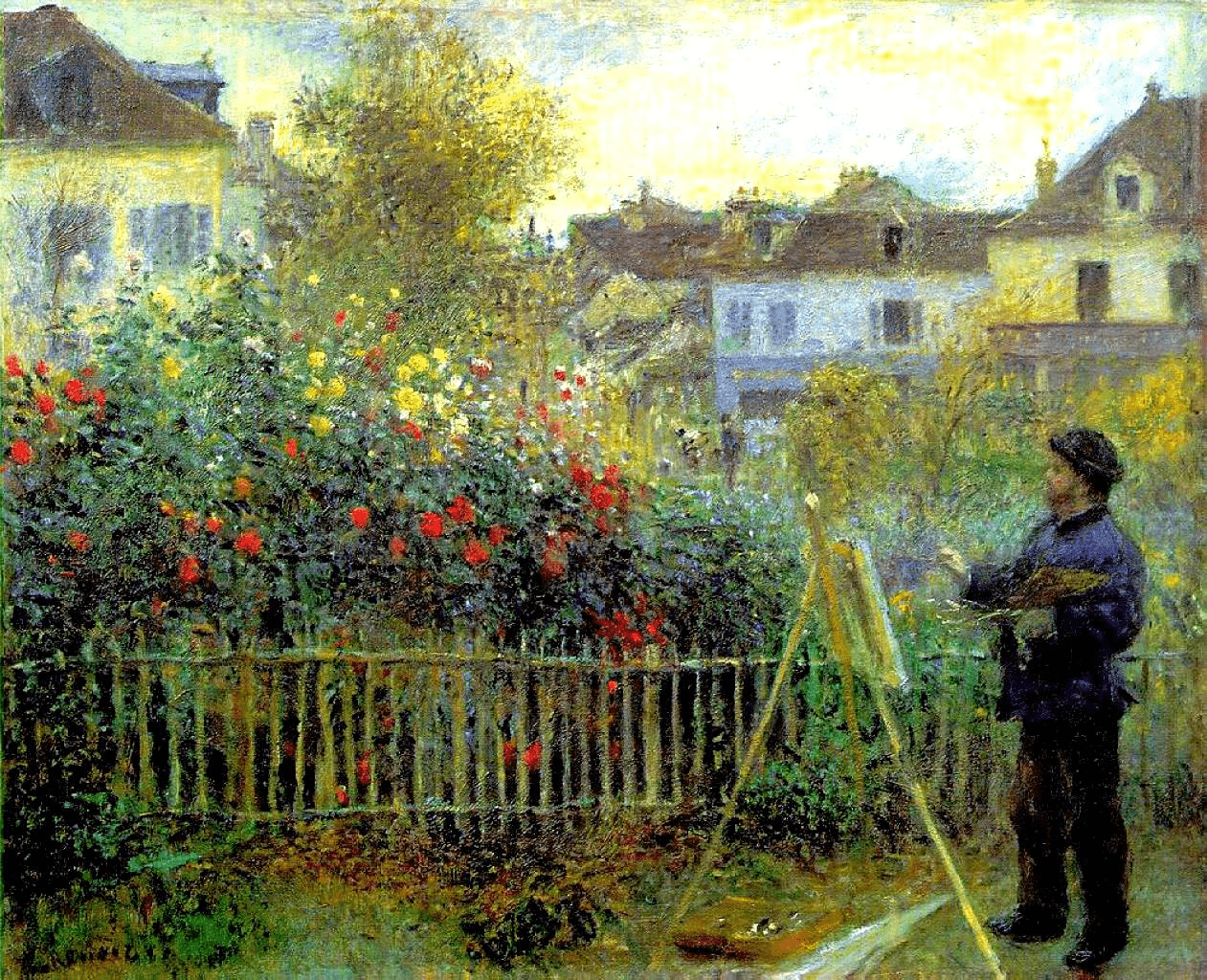 1261x1024 Renoir Monet Painting Monet Painting In His Garden HD Wallpaper