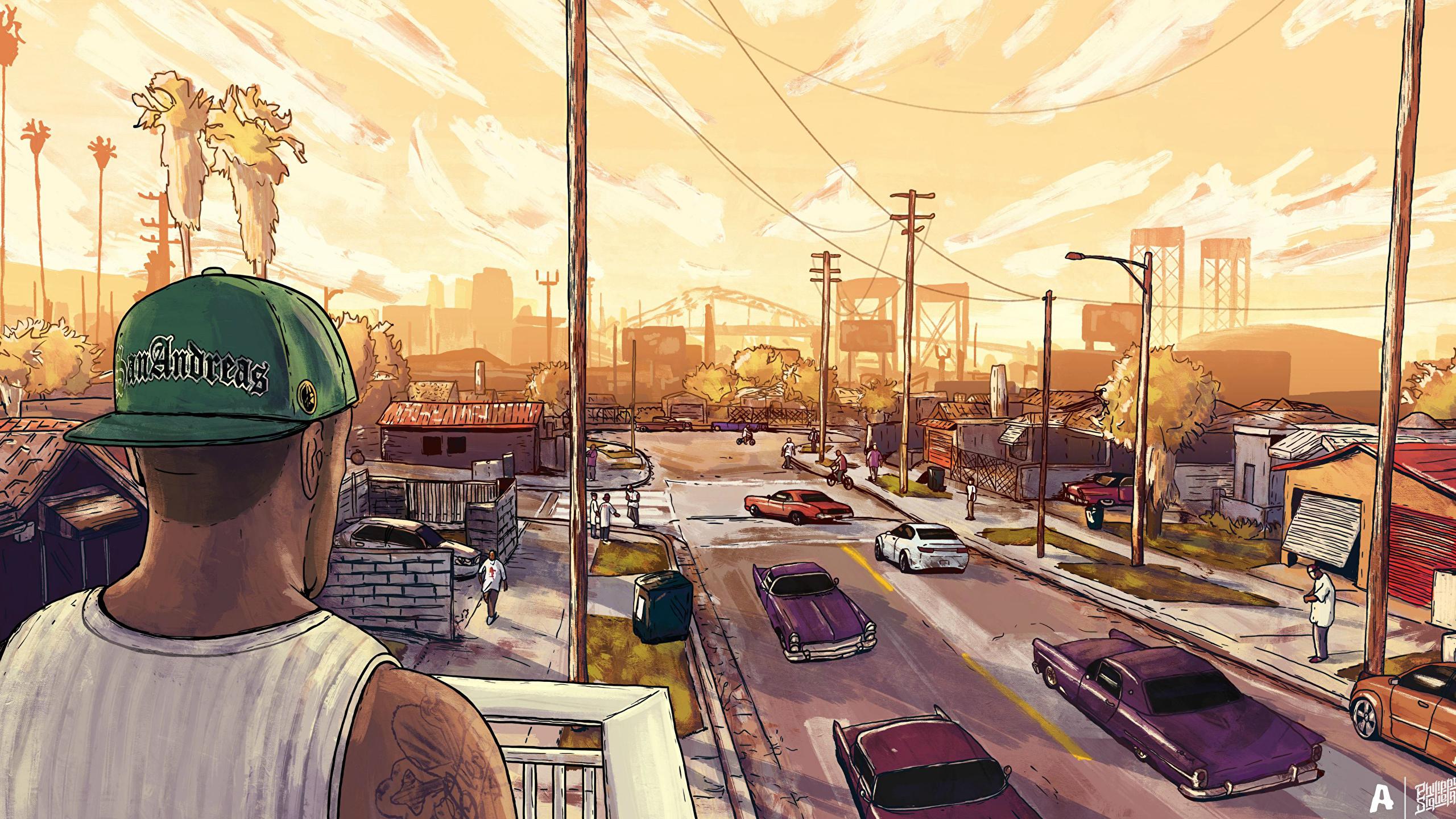 2560x1440 image GTA 5 san andreas Carl Johnson Grove Street Games 2560x1440