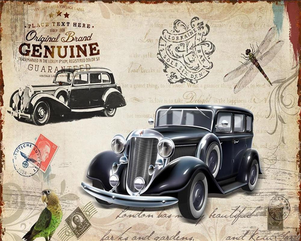 1000x800 3D Wallpaper Custom Photo Mural British Style Retro Vintage Car Background Wall Digital Printing HD Decorative Beautiful Wallpaper From Yunlin $13.02