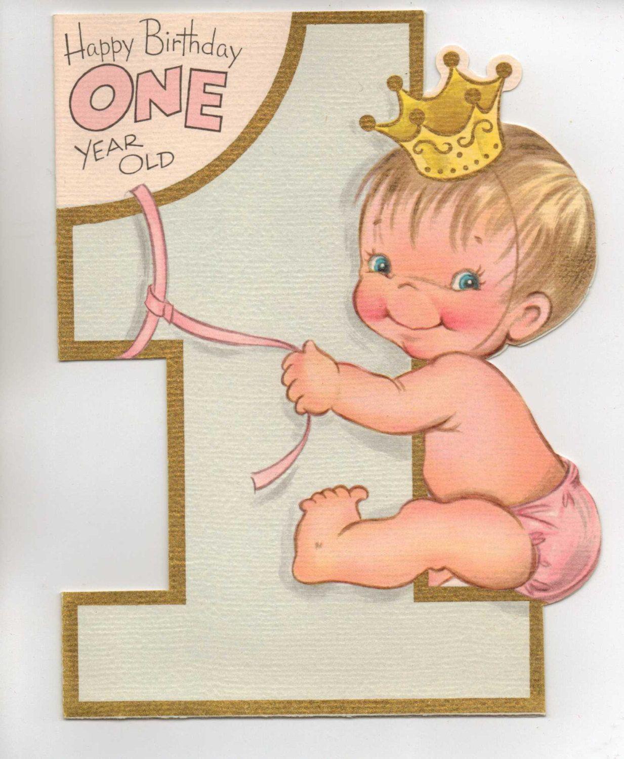 1233x1500 1950s Happy Birthday One Year Old. Old birthday cards, Happy birthday 1 year, Birthday card messages
