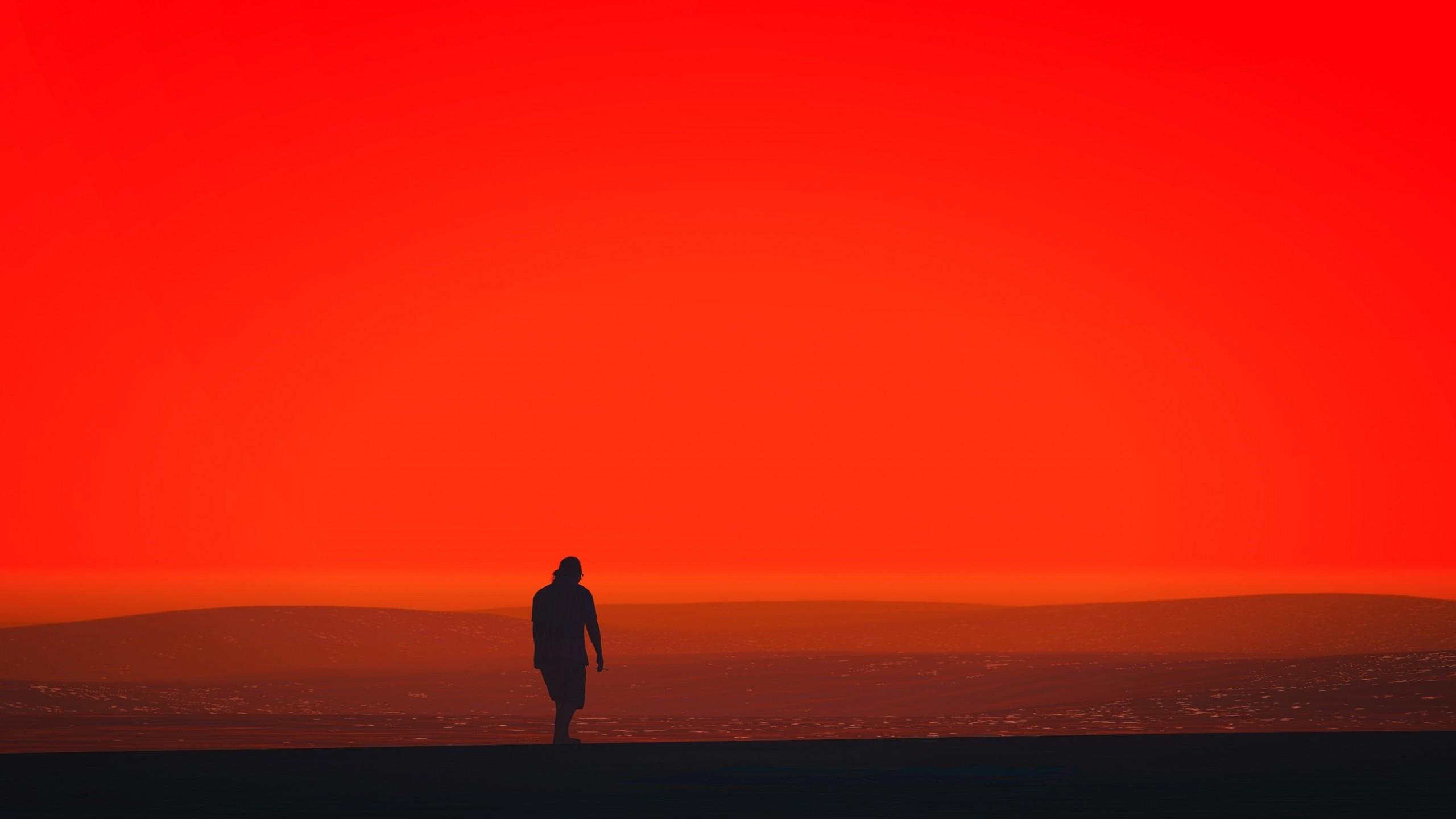 2560x1440 Download 2560x1440 Grand Theft Auto V, Scenic, Red Sky, Silhouette, Gta V Wallpaper for iMac 27 inch