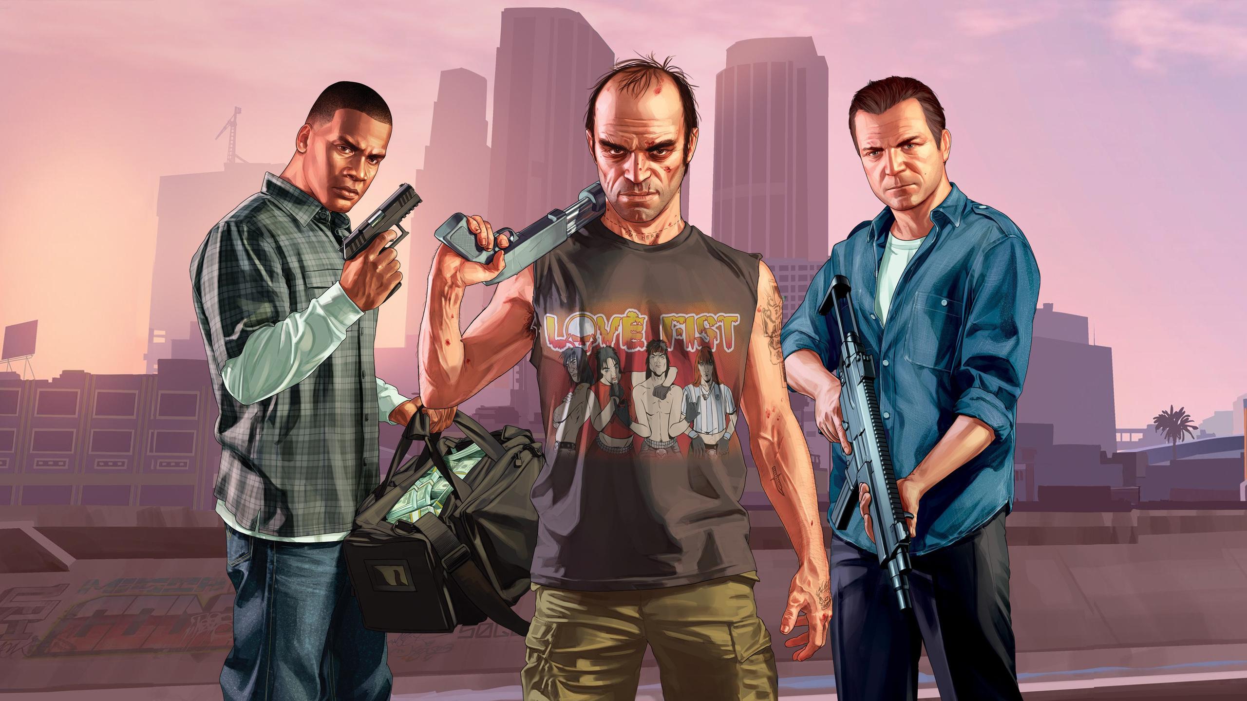 2560x1440 Gta 5 Franklin Michael Trevor 4k 1440P Resolution HD 4k Wallpaper, Image, Background, Photo and Picture