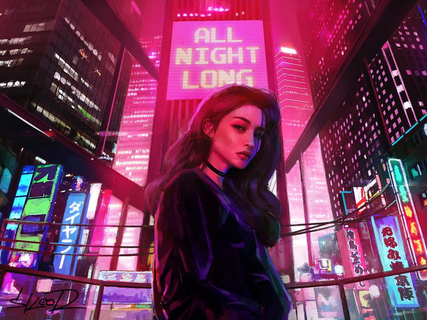 1400x1050 Girl, Lights, Night, The city, Neon, Advertising, Synthpop • Wallpaper For You HD Wallpaper For Desktop & Mobile