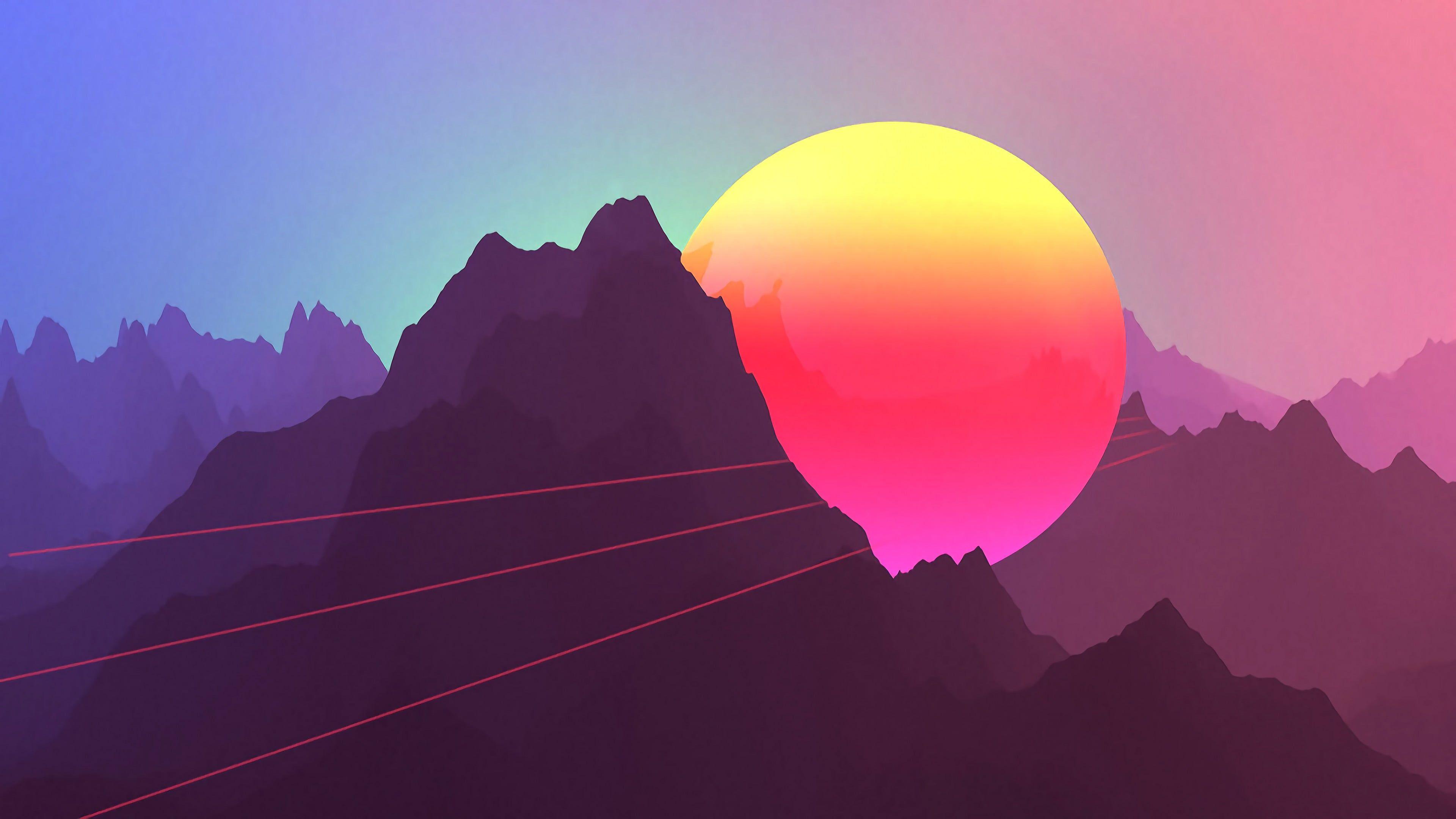 3840x2160 Neon Sunset Wallpaper, HD Neon Sunset Background
