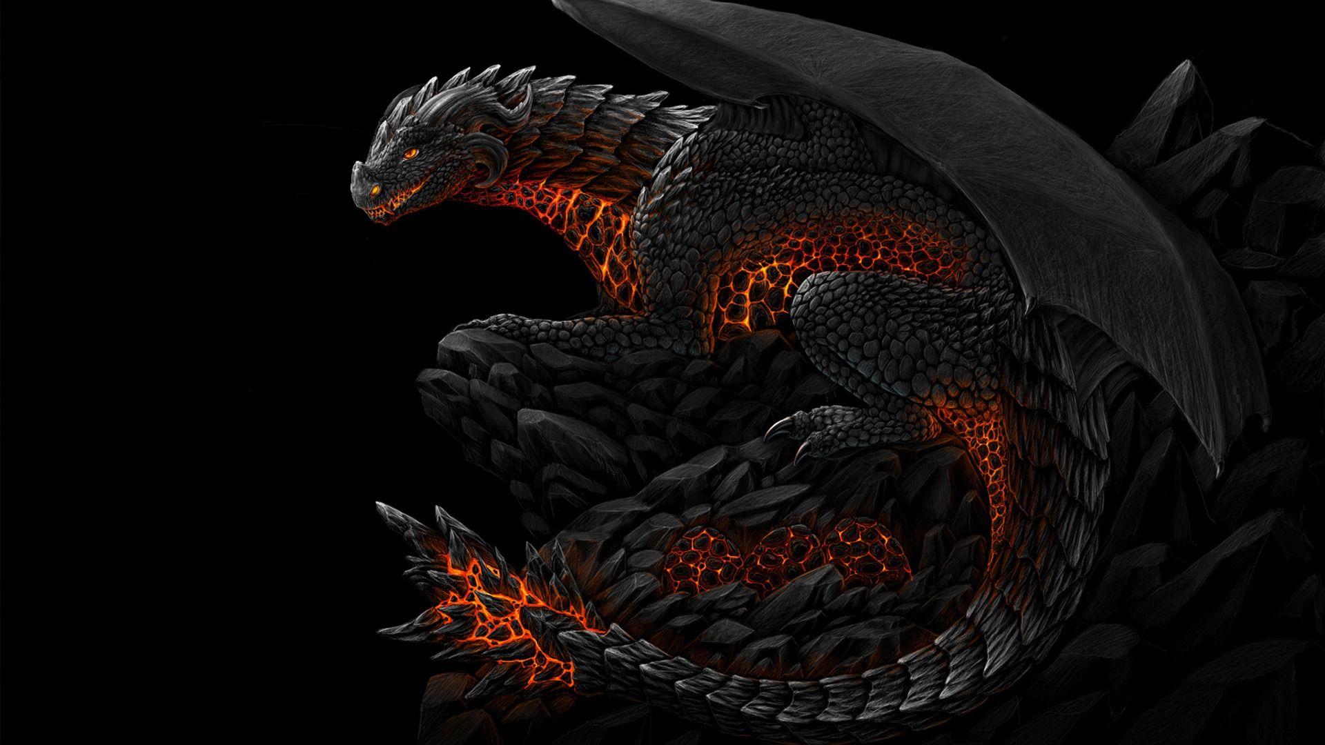 1920x1080 Red and Black Dragon Wallpaper