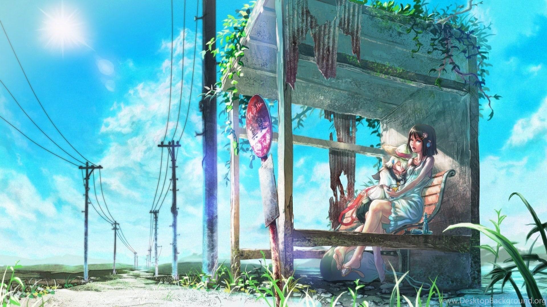 1920x1080 Japan, Hot Summer, Sun, Blue, Sky, Stop, Waiting Desktop Background