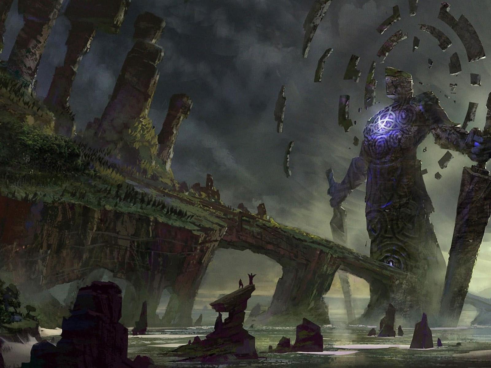 1600x1200 Gray statue wallpaper, movie scene, colossus, fantasy art, landscape • Wallpaper For You HD Wallpaper For Desktop & Mobile