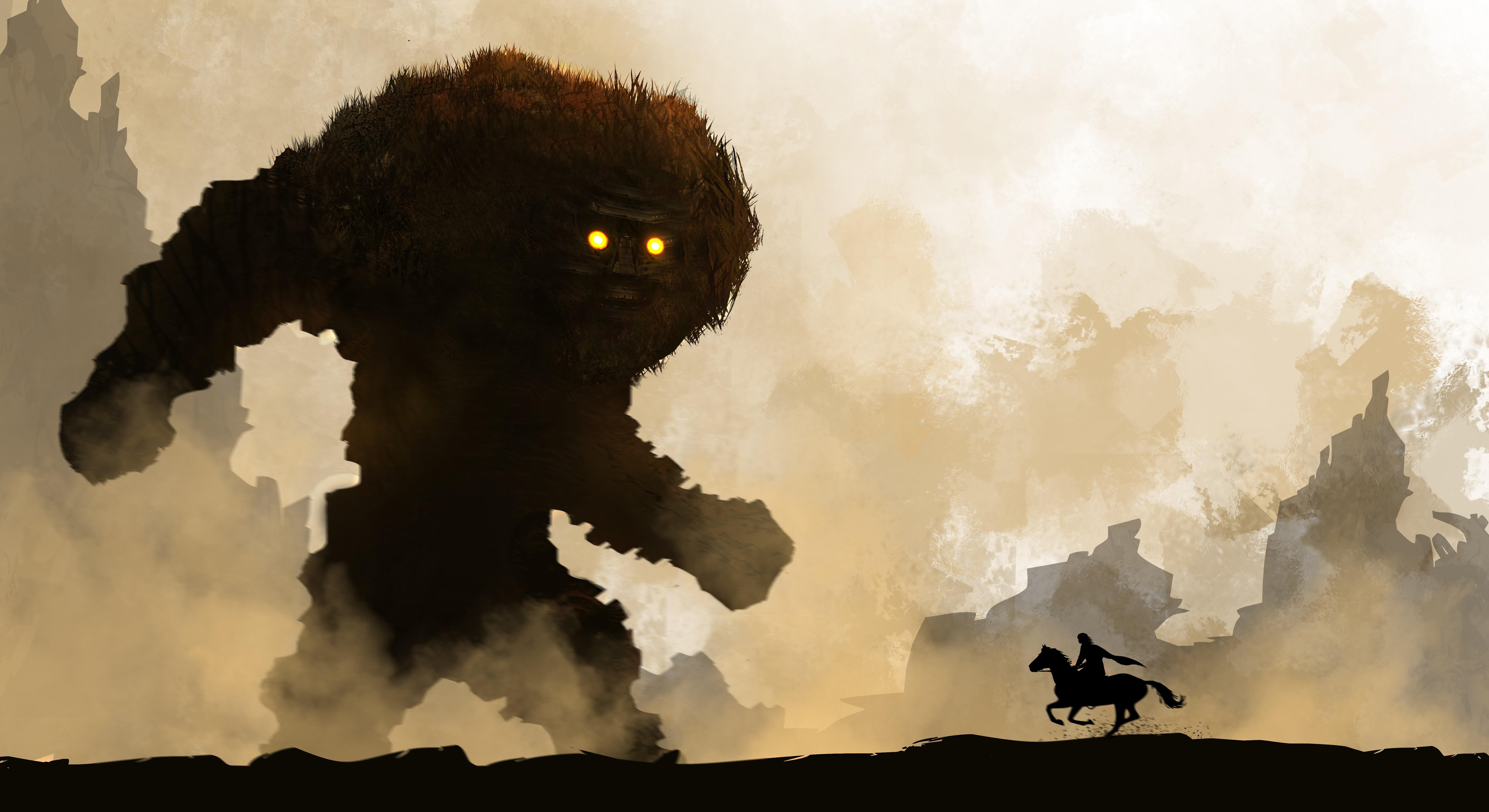 6600x3600 fantasy art creature horse warrior shadow of the colossus wallpaper