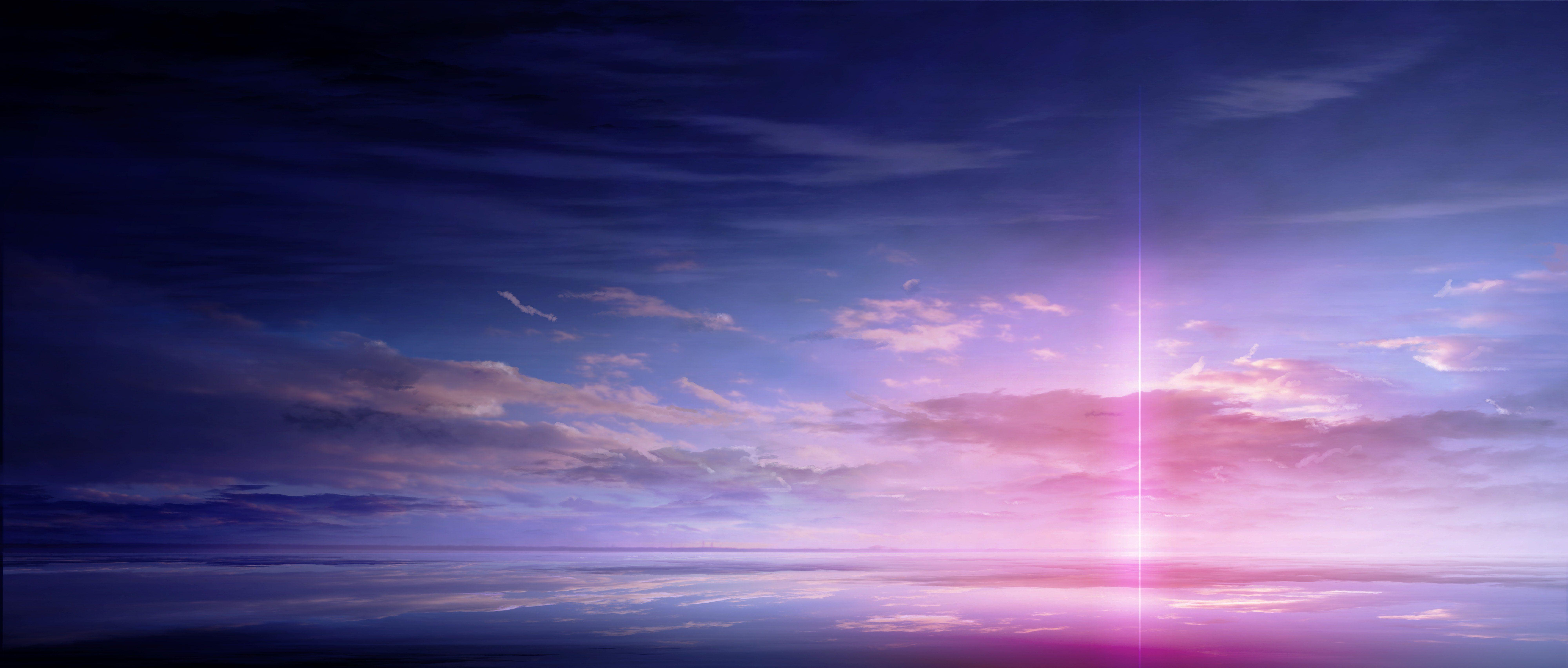 8000x3406 Beautiful Sky Anime Wallpaper