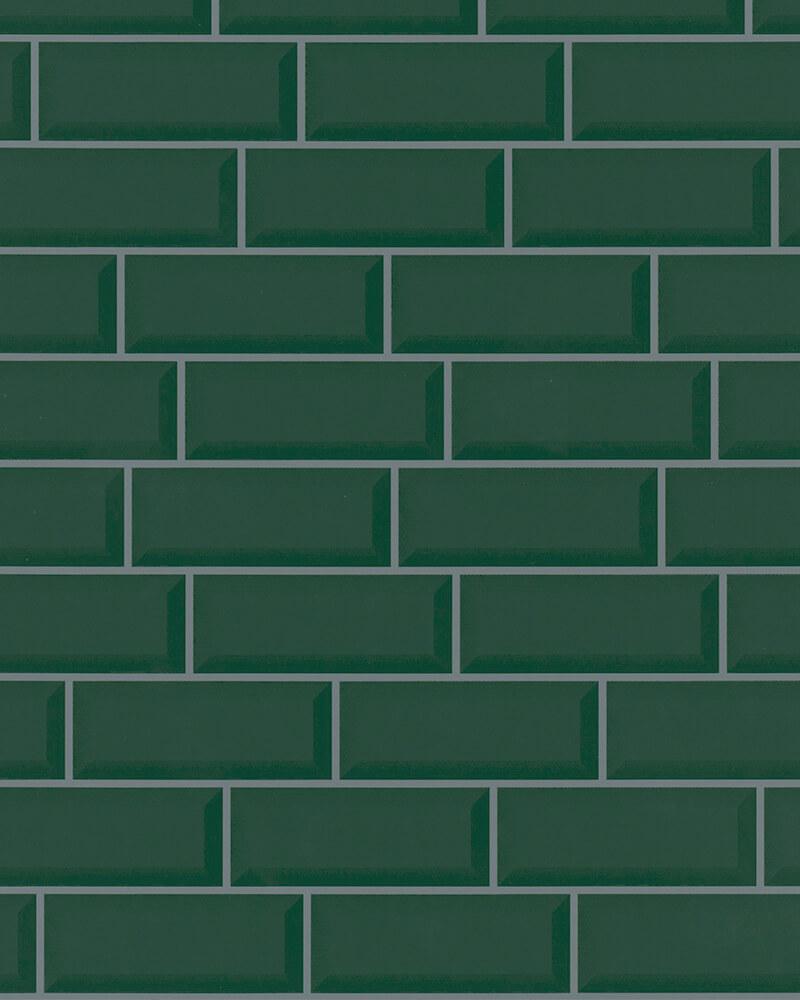 800x1000 Non Woven Wallpaper American Diner Brick Green 31769