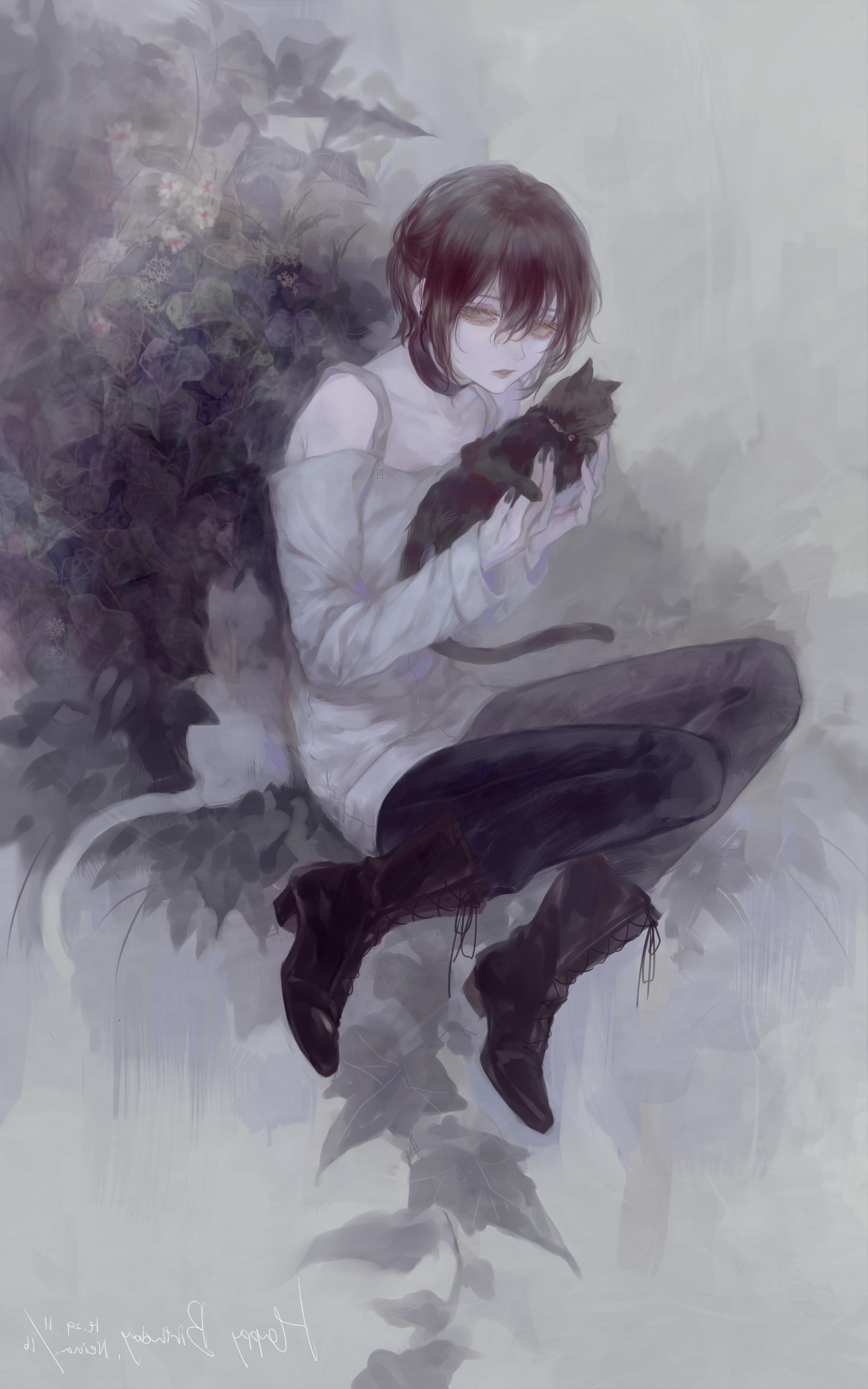 2496x3993 Wallpaper Cute, Brown Hair, Cat, Anime Boy, Neko:2496x3993