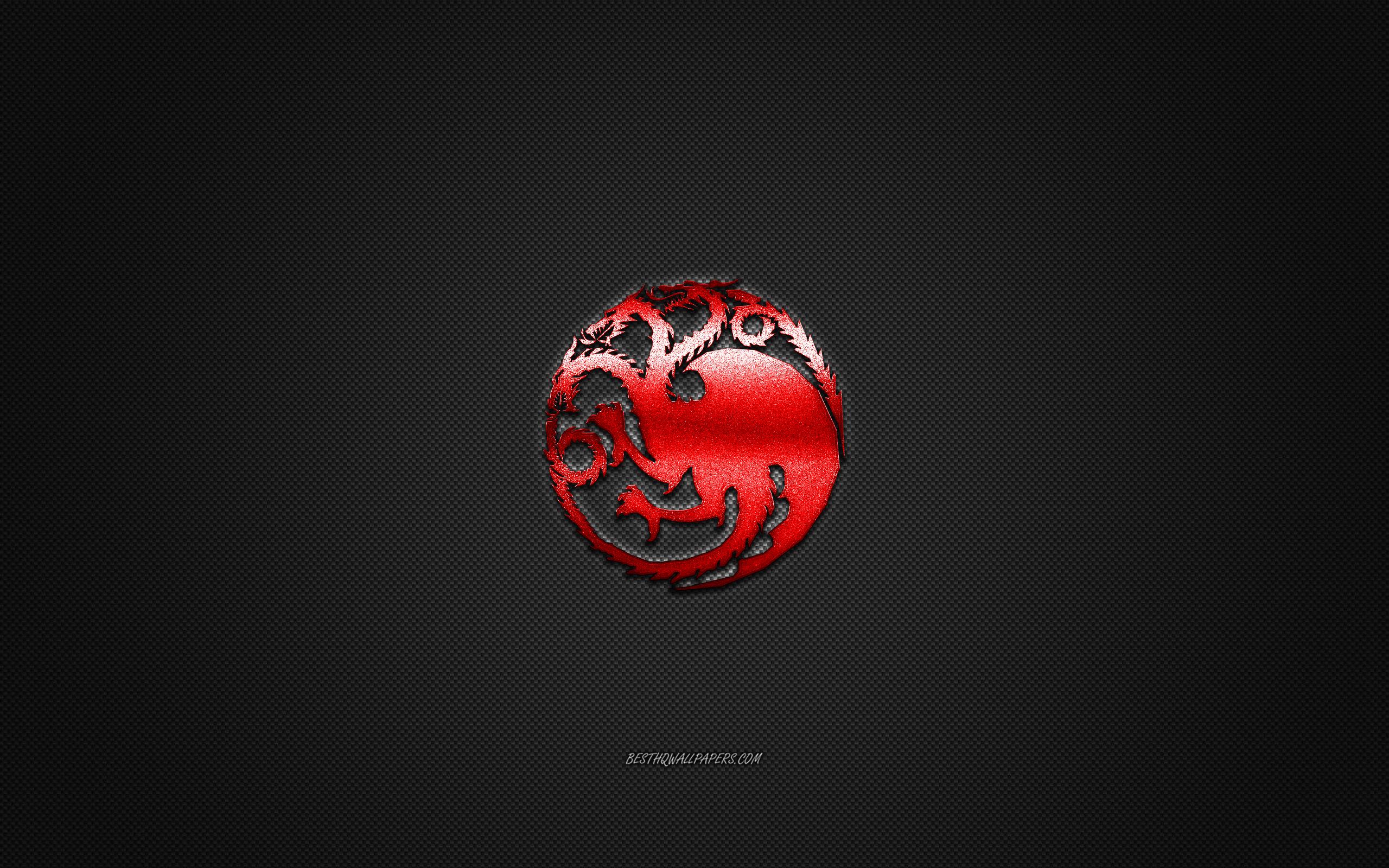 2560x1600 Download wallpaper House Targaryen, Game Of Thrones, gray carbon background, House Targaryen logo, carbon fiber texture, House Targaryen emblem, House Targaryen metal sign for desktop with resolution 2560x1600. High Quality HD picture