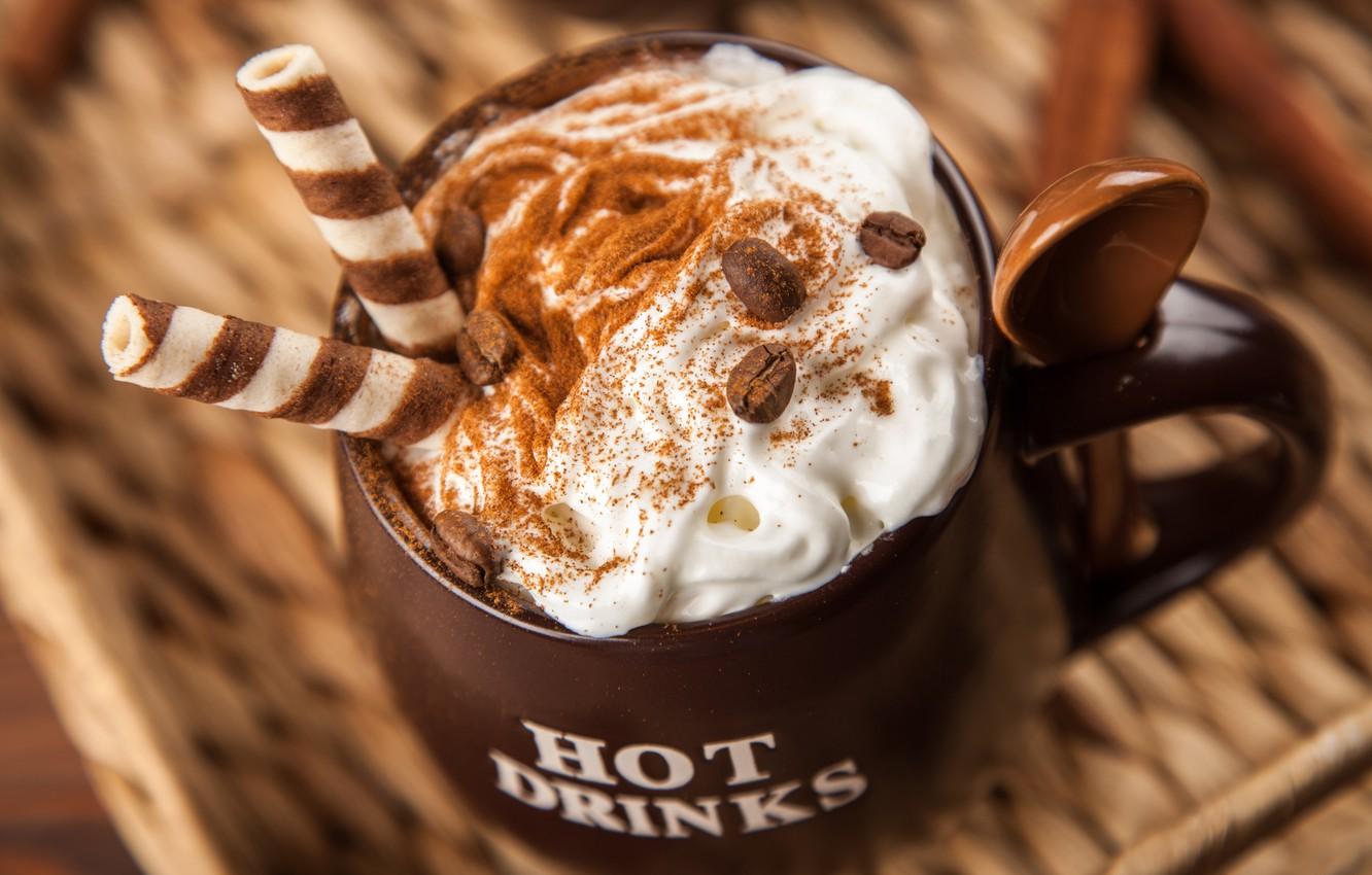 1332x850 Wallpaper coffee, chocolate, cream, Cup, hot, cinnamon, cup, drink, coffee, cream, latte, chocalate, latte image for desktop, section еда