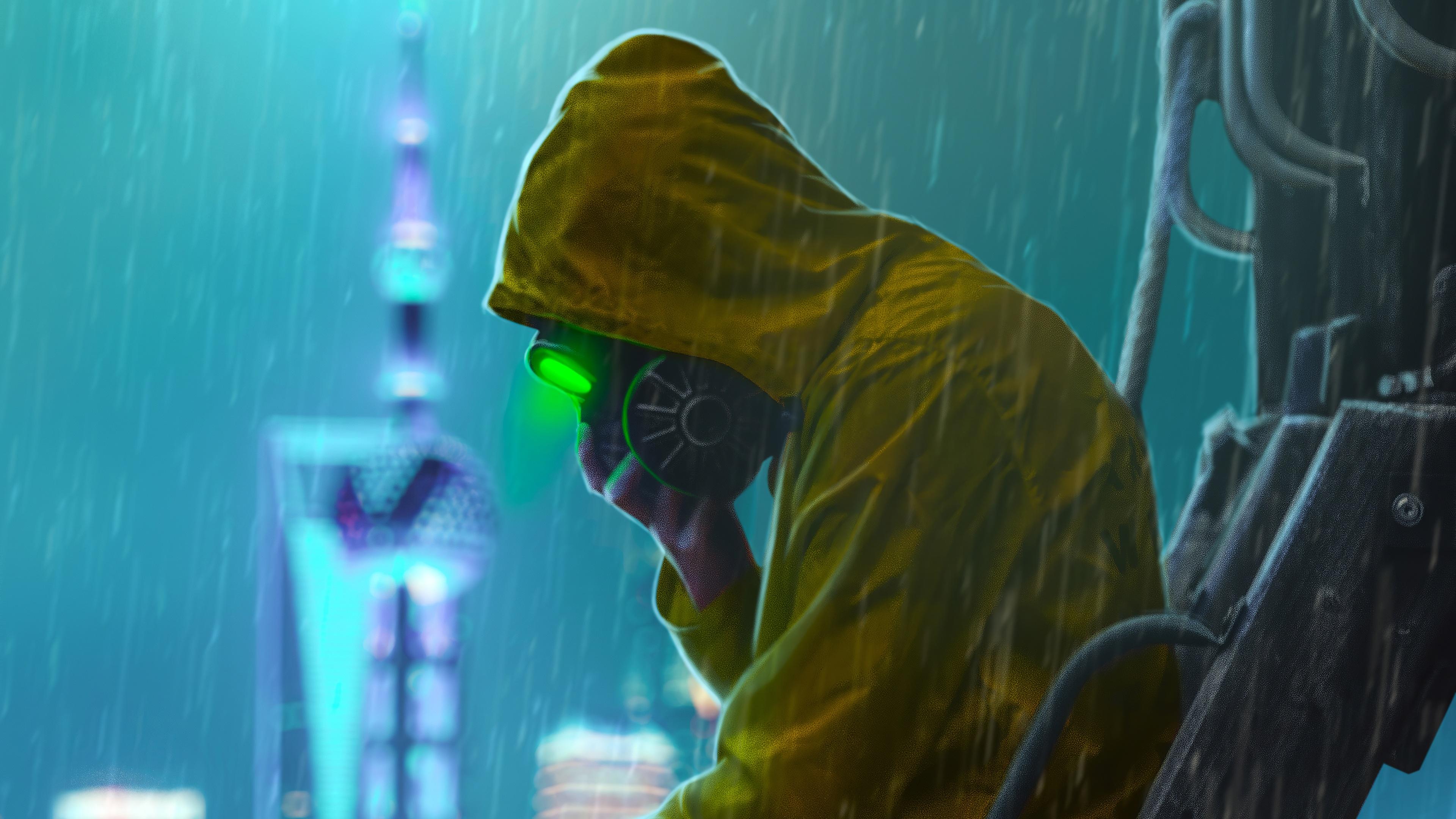 3840x2160 Wallpaper 4k Face Smoke Mask Neon Wallpaper