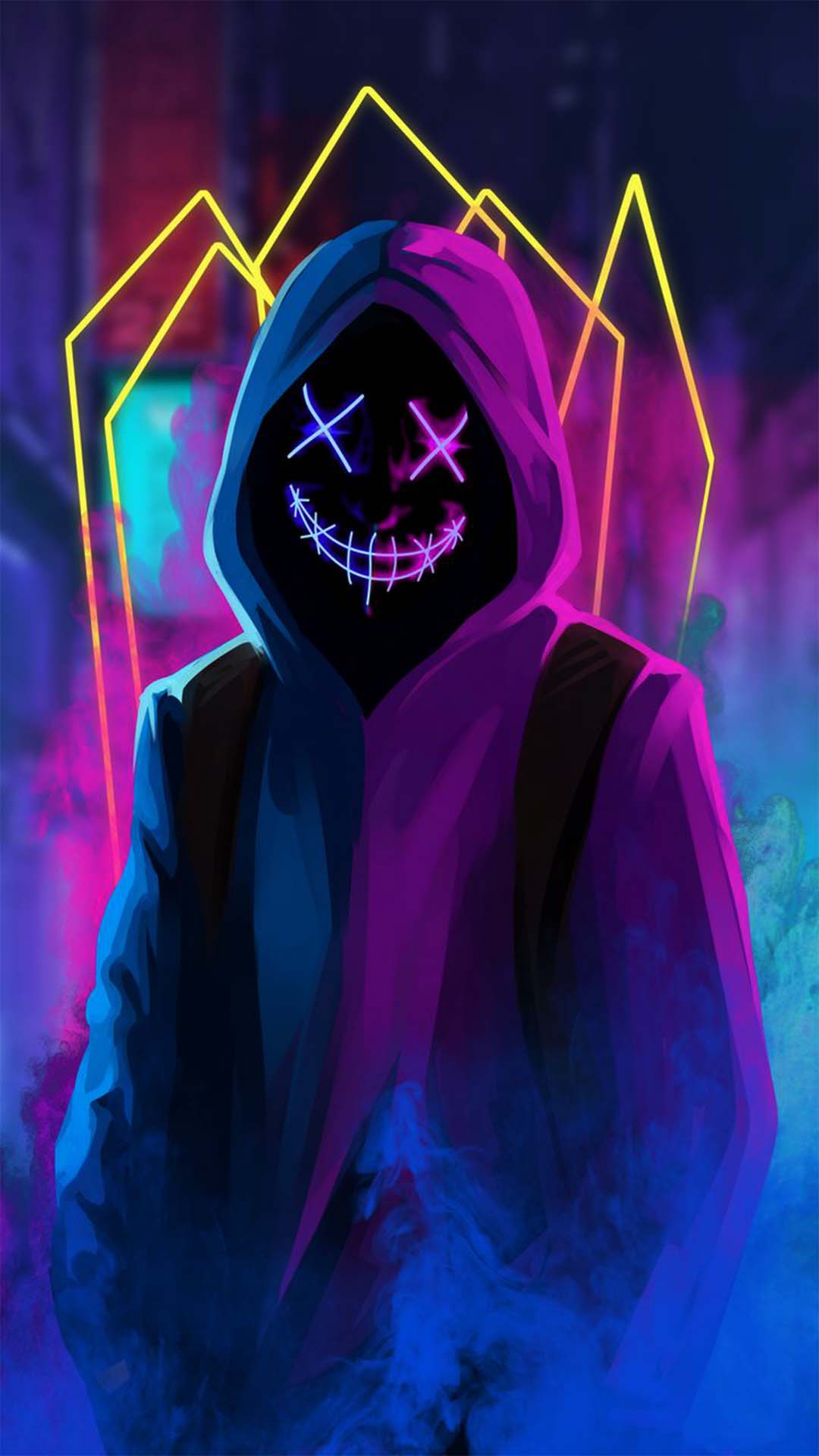 1080x1920 Art Mask Neon Wallpaper HD 5K for iPhone and Android