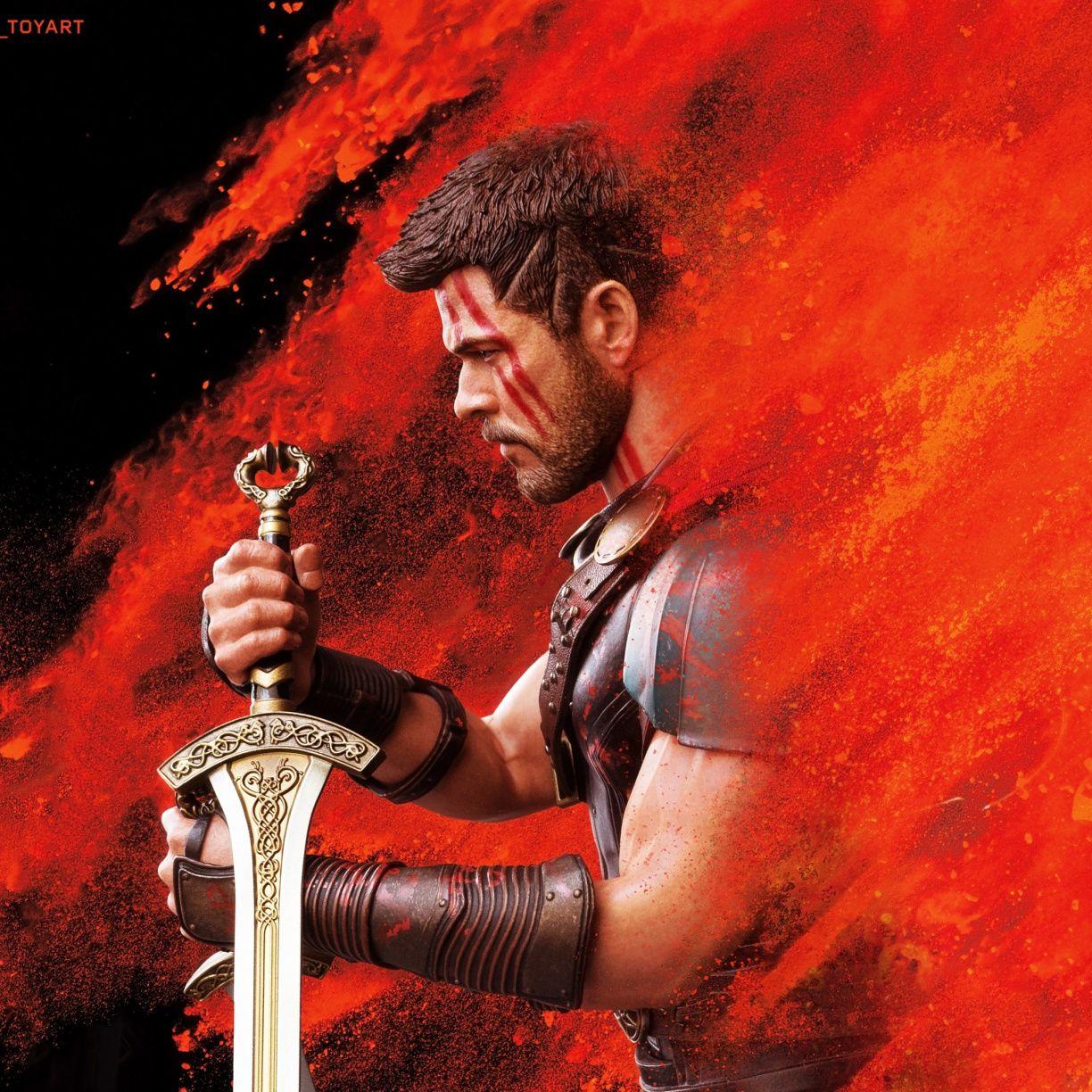 1224x1224 Thor: Ragnarok, movie, poster, toy art wallpaper, 2400x HD