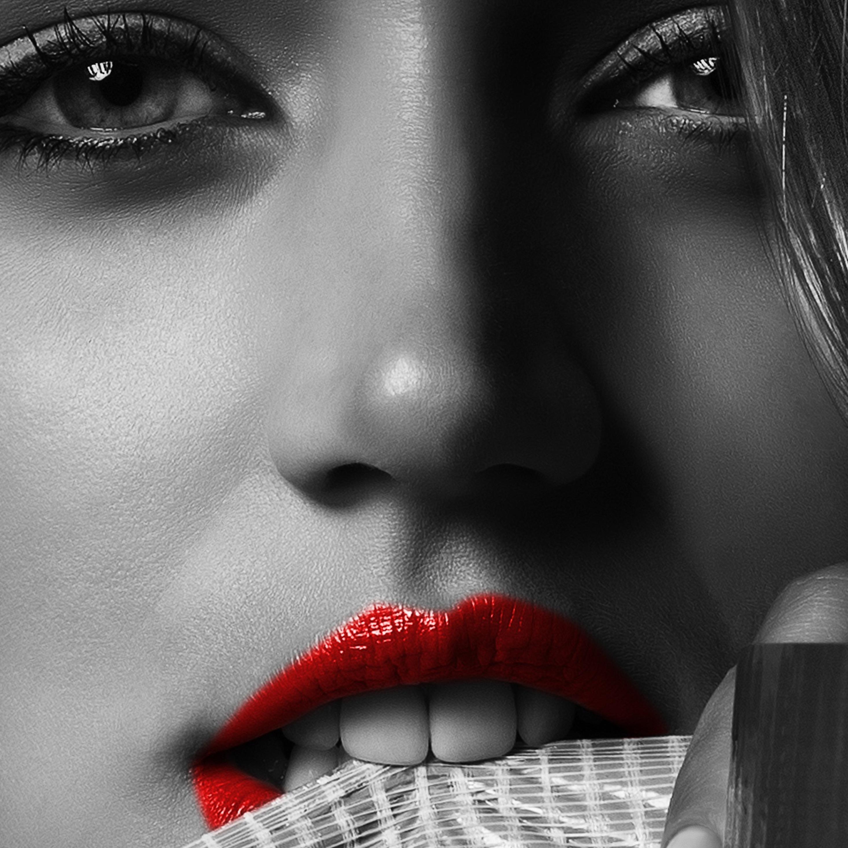 2932x2932 Red Lip Girl iPad Pro Retina Display HD 4k Wallpaper, Image, Background, Photo and Picture