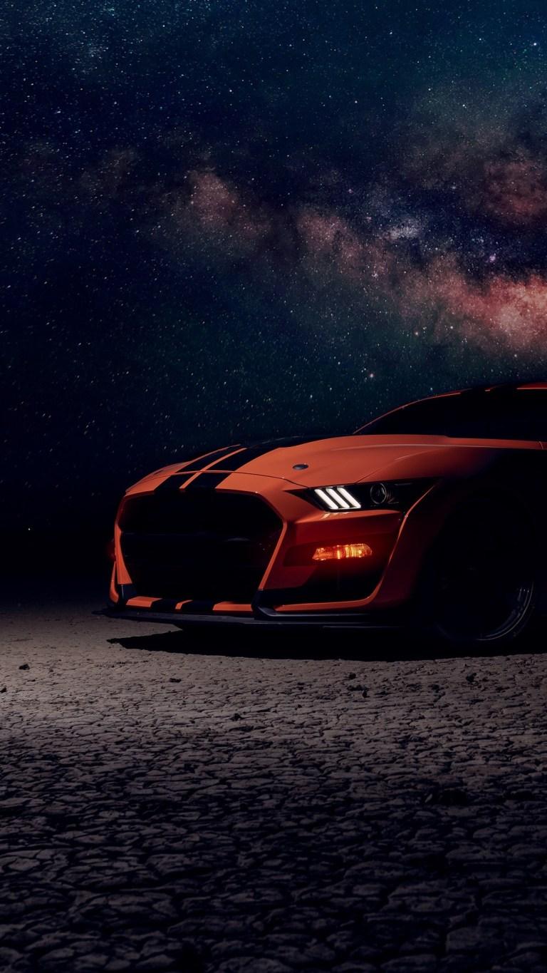768x1365 Milky Way Orange Mustang Samsung Galaxy Wallpaper