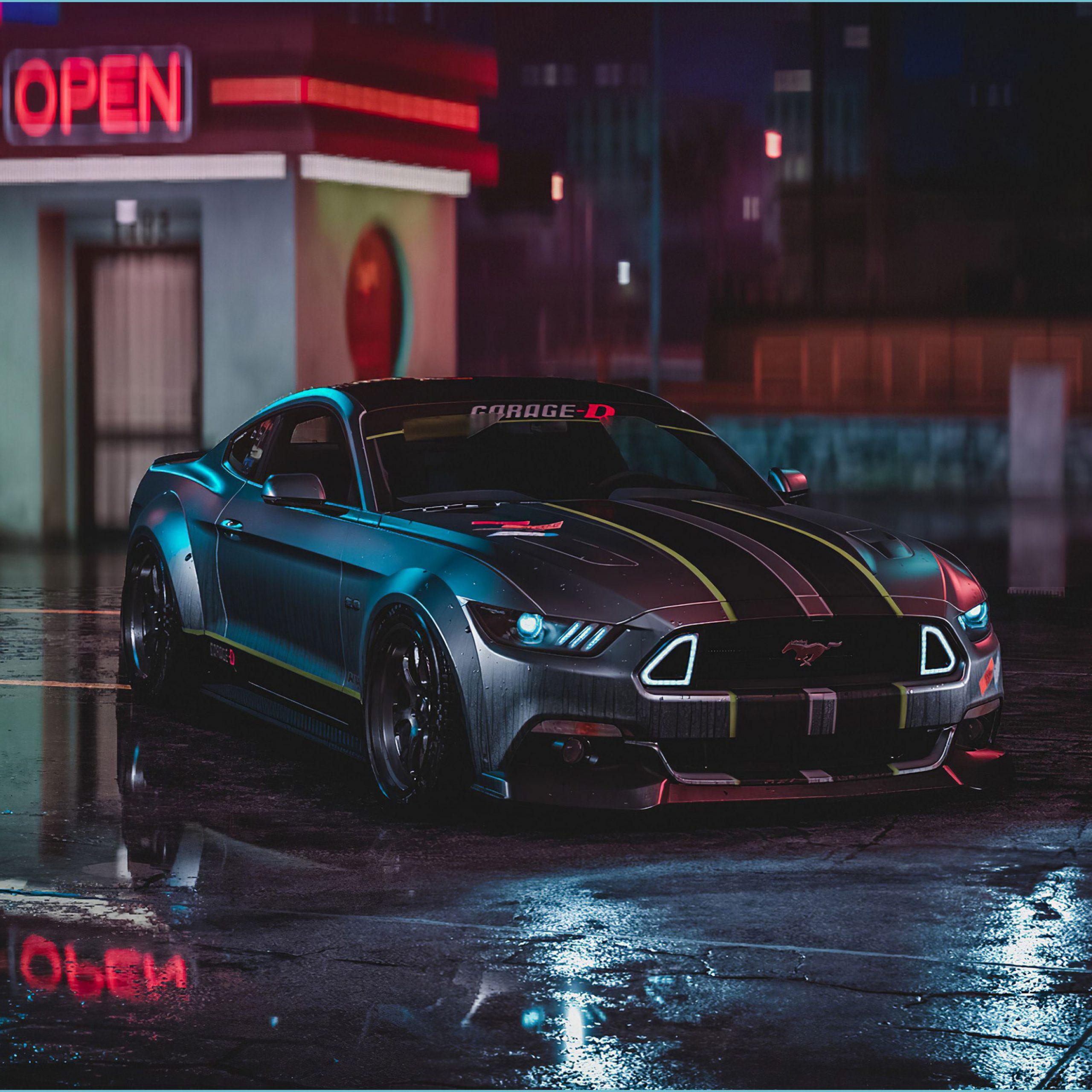 2560x2560 Ford Mustang Gt Neon Harmony Hd Wallpaper, Ford Wallpaper, Ford Gt Wallpaper