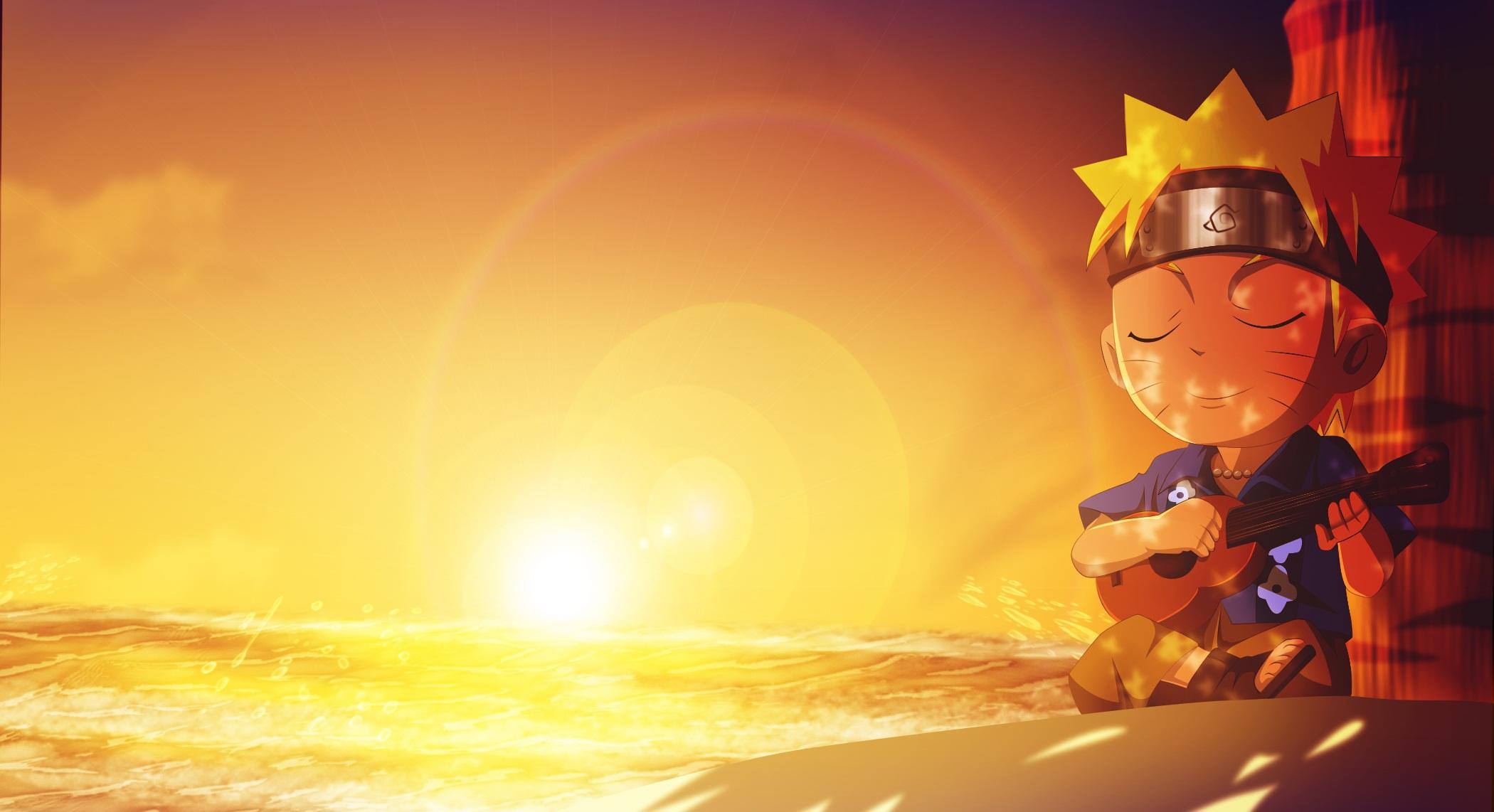 2100x1142 Chibi, Hawaii, Beach, Naruto Uzumaki, Sunset wallpaper. Mocah HD Wallpaper