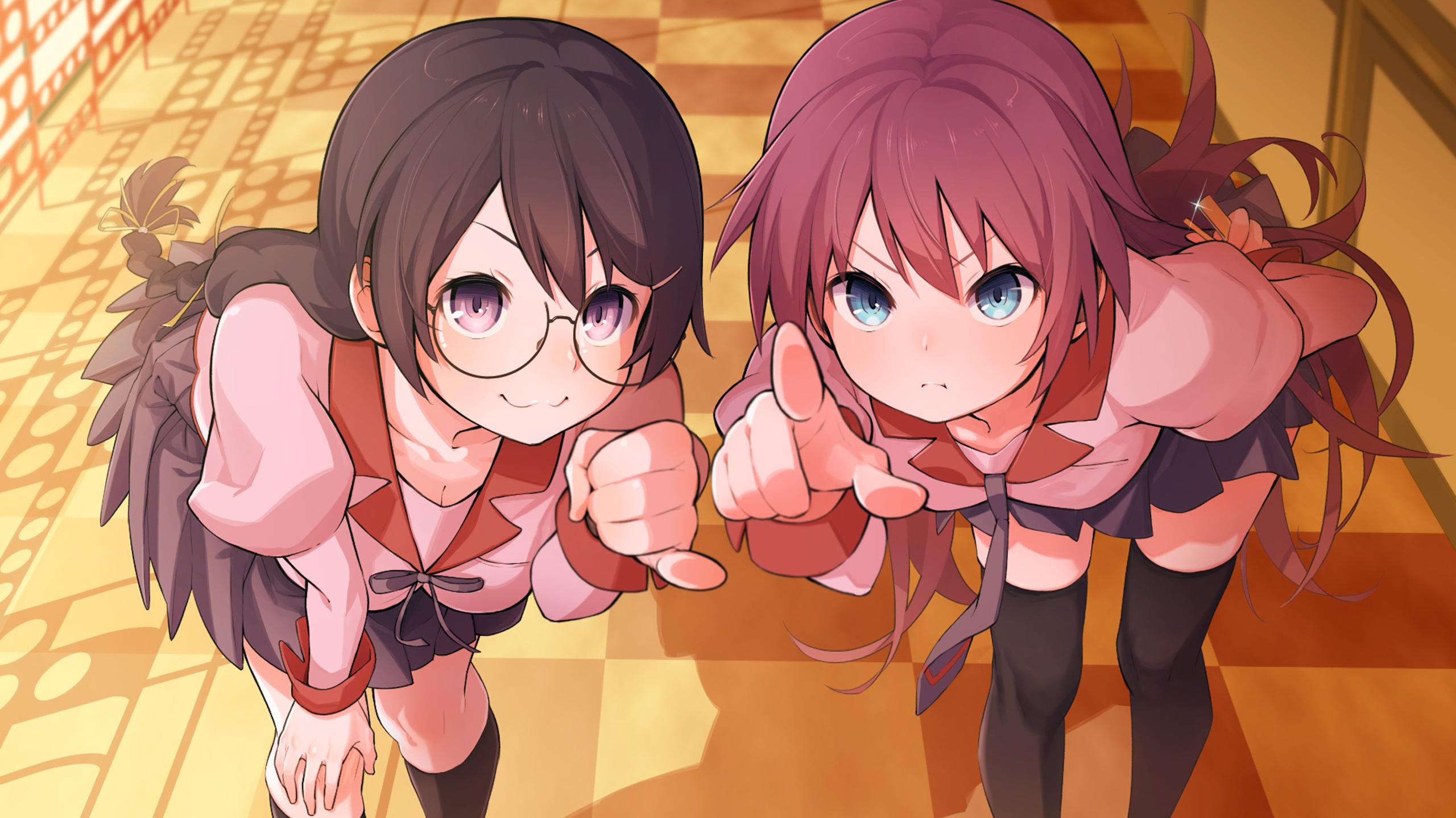 2560x1440 Anime Monogatari Series Hitagi Senjogahara Tsubasa Hanekawa 1440P Resolution HD 4k Wallpaper, Image, Background, Photo and Picture