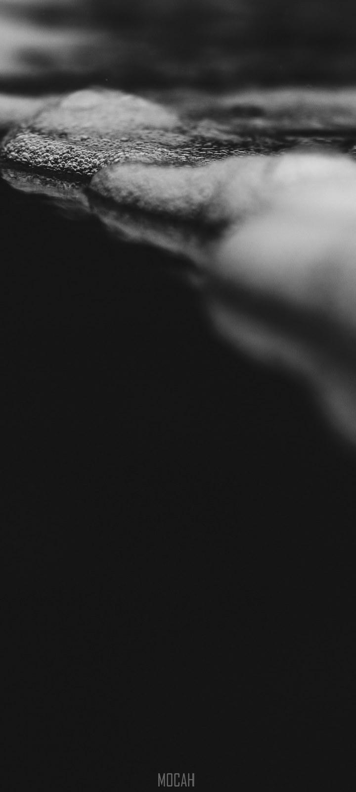 720x1600 black and white monochrome macro of water and foam texture on surface in piha, black waters of piha, Infinix Hot 8 wallpaper hd, 720x1600. Mocah HD Wallpaper