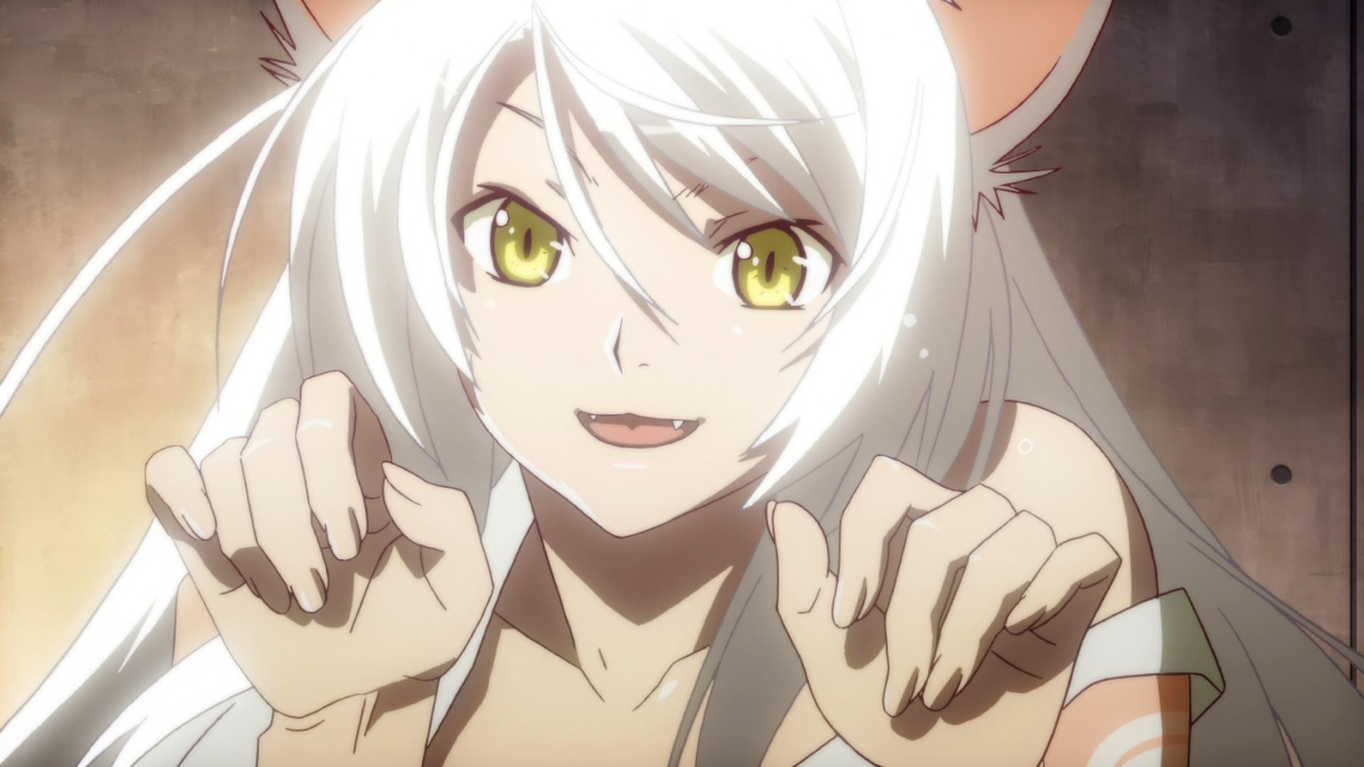 1920x1080 nekomimi bakemonogatari animal ears yellow eyes hanekawa tsubasa white hair monogatari series