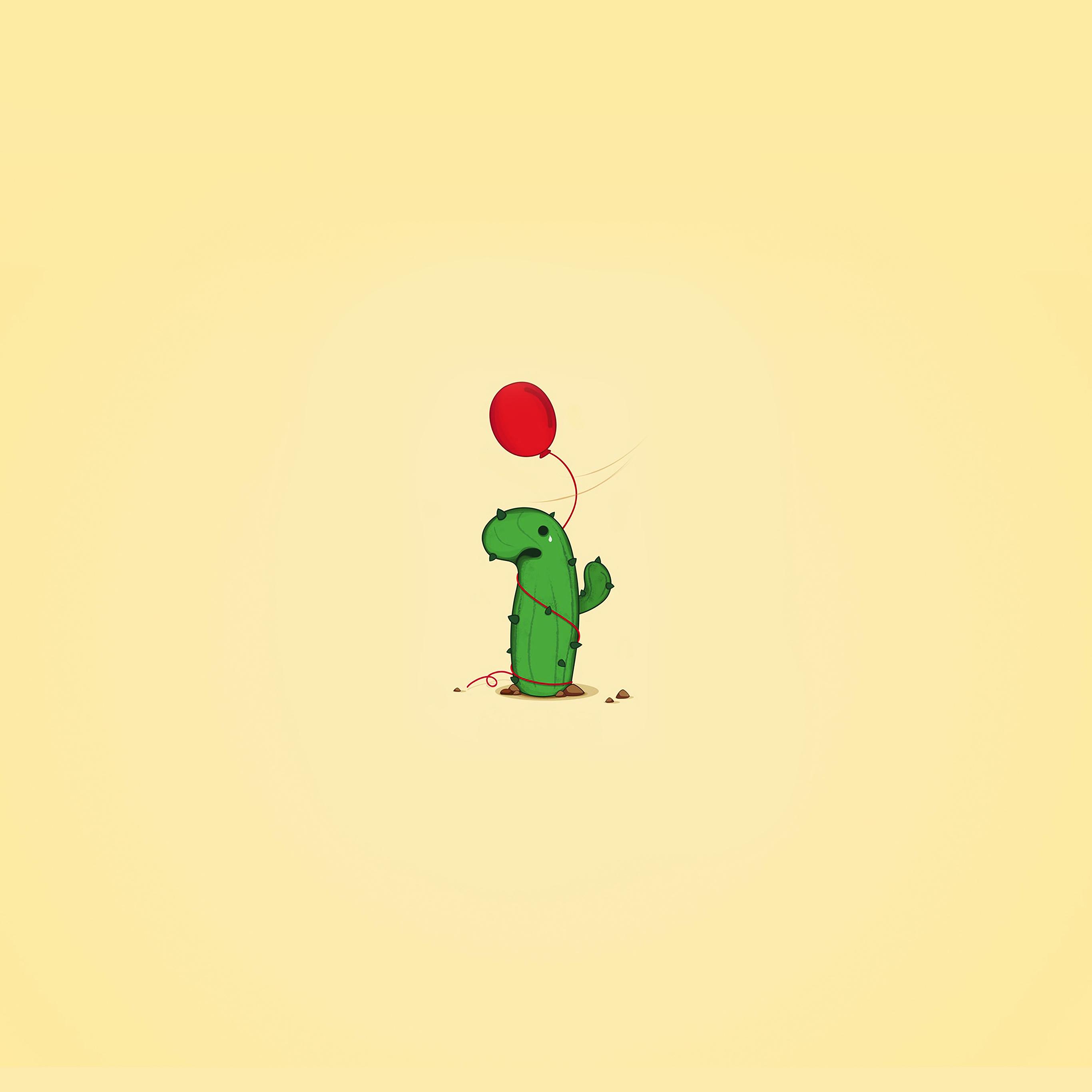 2732x2732 Cute Cactus Ballon Illust Art Minimal