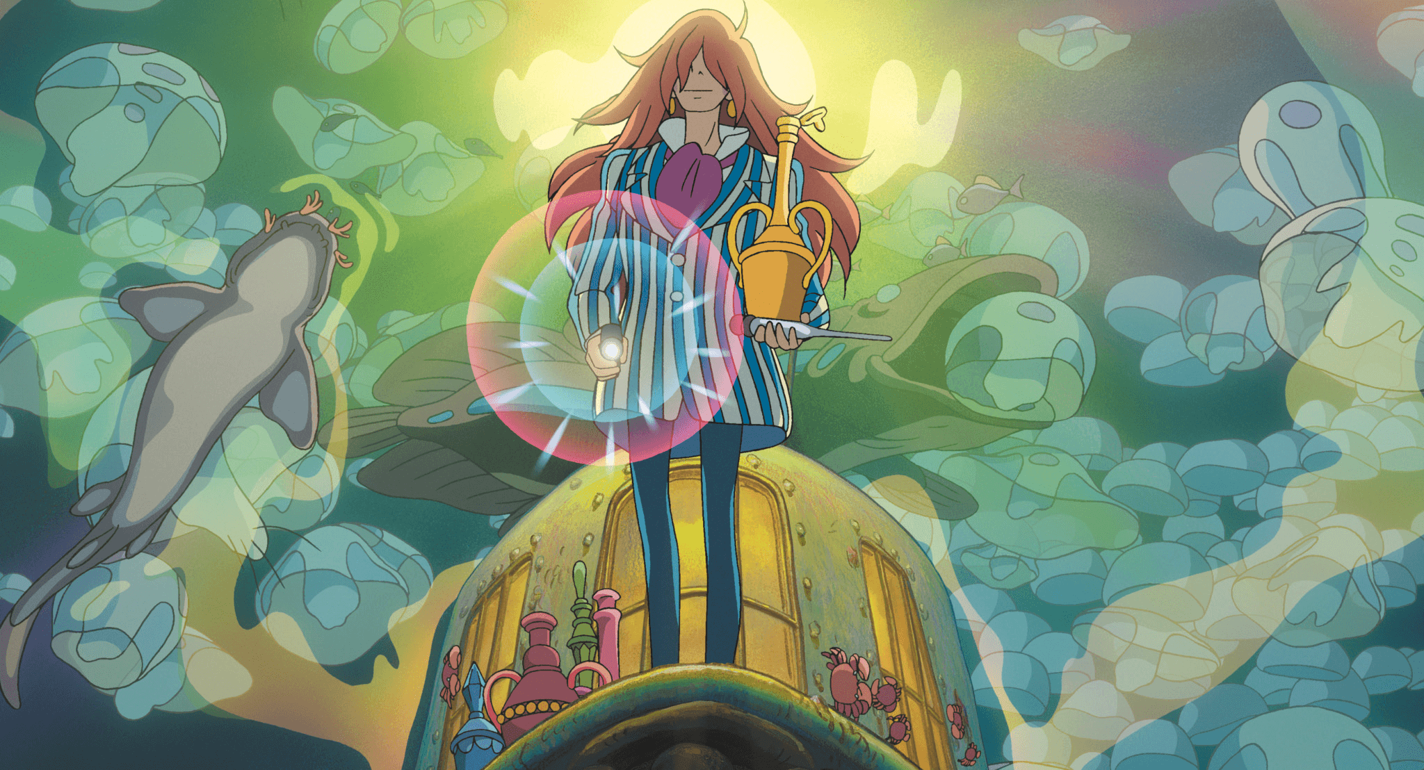 2048x1108 Gake no Ue no Ponyo Wallpaper: Submerged Dreams