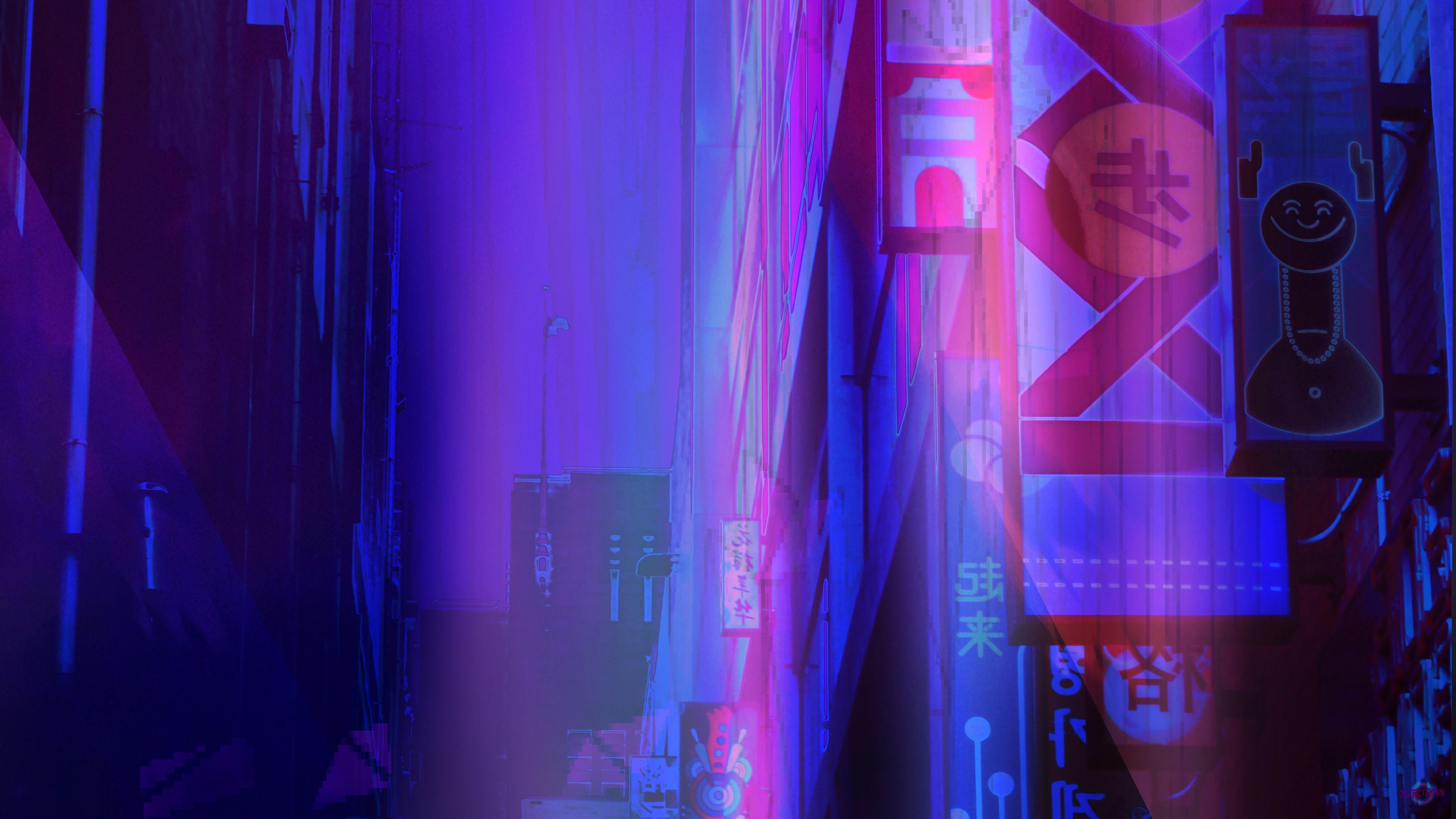 3840x2160 Purple Neon 4k Ultra HD Wallpaper