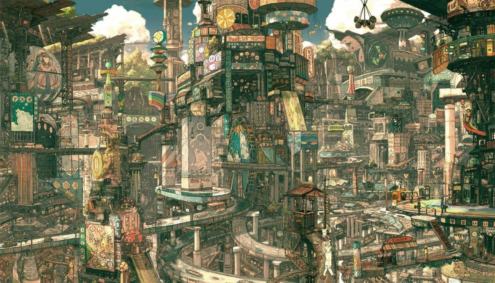 1600x914 drawing, city, cityscape, futuristic, fantasy city, futuristic city, metropolis, Imperial Boy, urban area, ancient history, human settlement, neighbourhood, aerial photography, urban design High quality walls