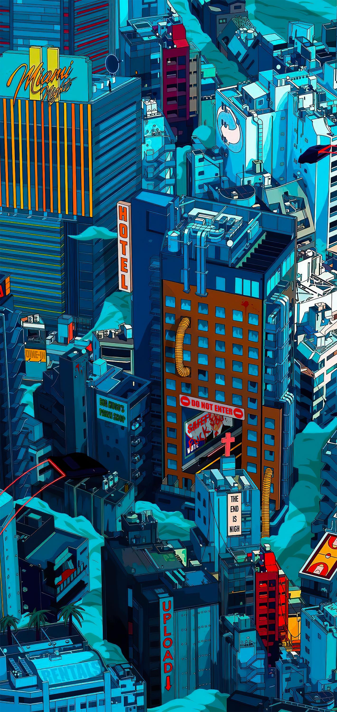 1420x3000 Wallpaper Metropolis, Building, Skyscraper, Blue, Tower, Background Free Image
