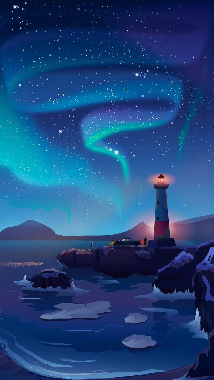 736x1308 Lighthouse Sky Digital art Mobile Wallpaper. Art wallpaper, Minimalist wallpaper, Aesthetic wallpaper