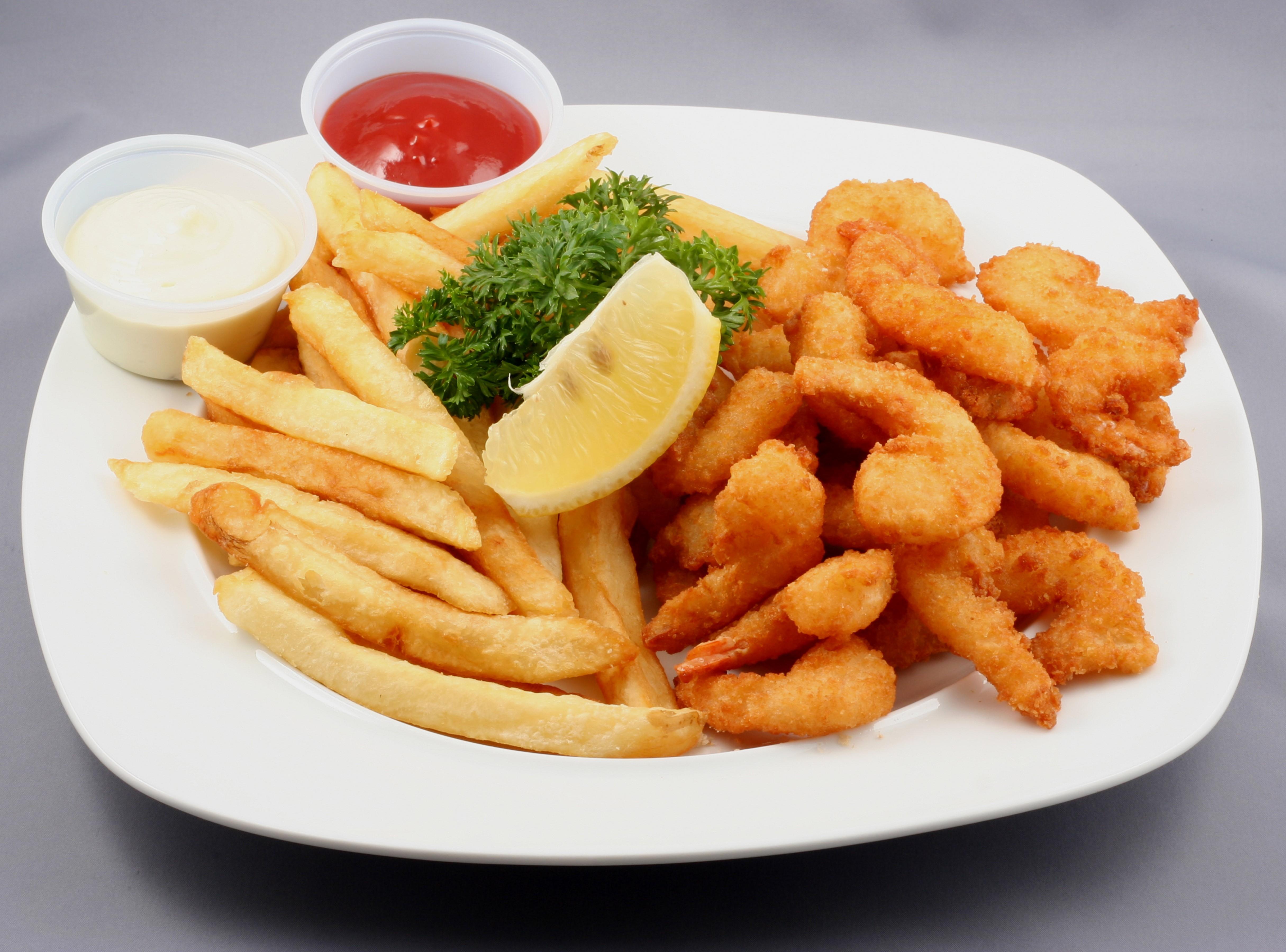 4861x3600 4K, Meat products, French fries, Lemons, Plate, Ketchup. Mocah HD Wallpaper