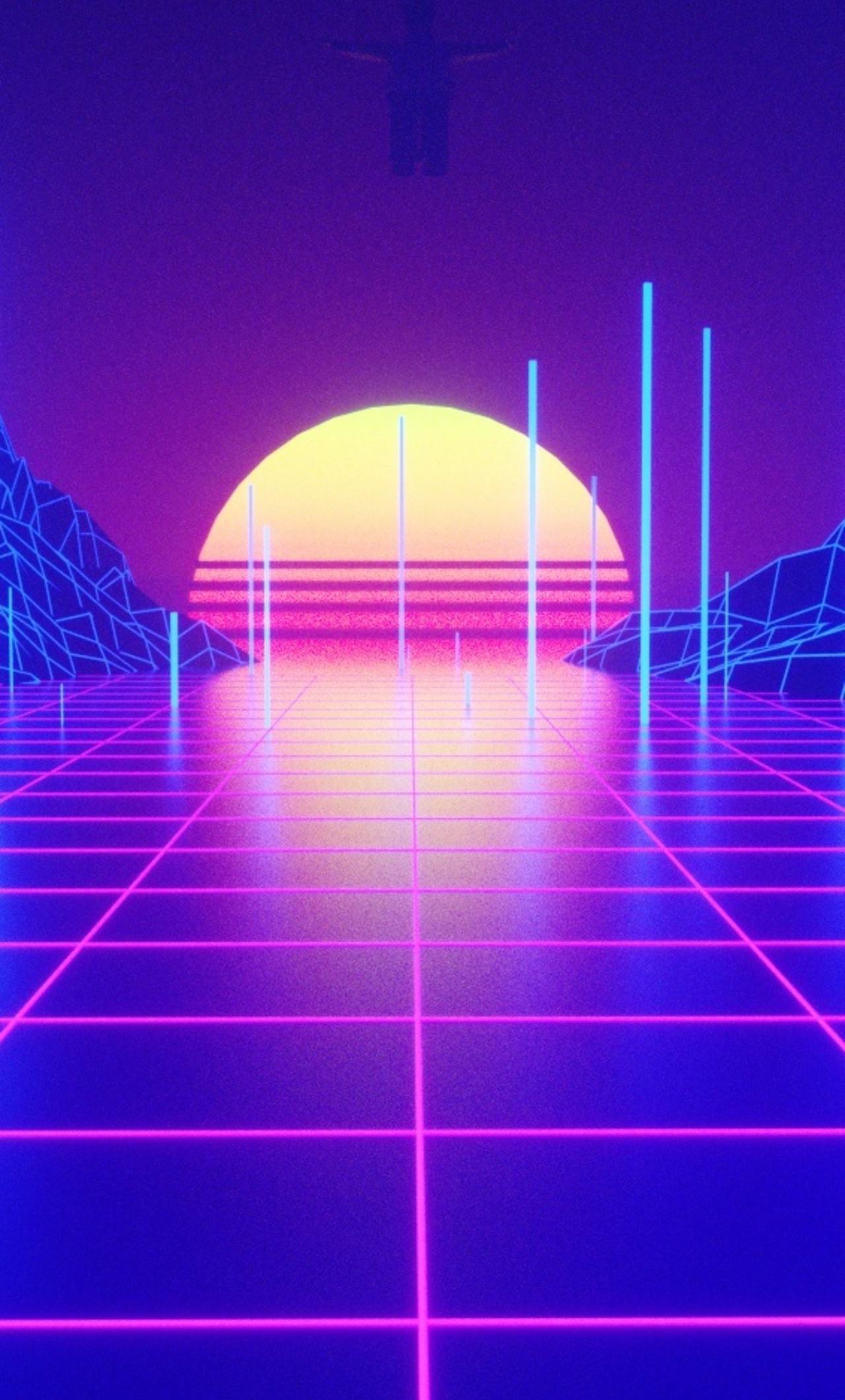 1280x2120 Retrowave Tron Grid iPhone HD 4k Wallpaper, Image, Background, Photo and Picture